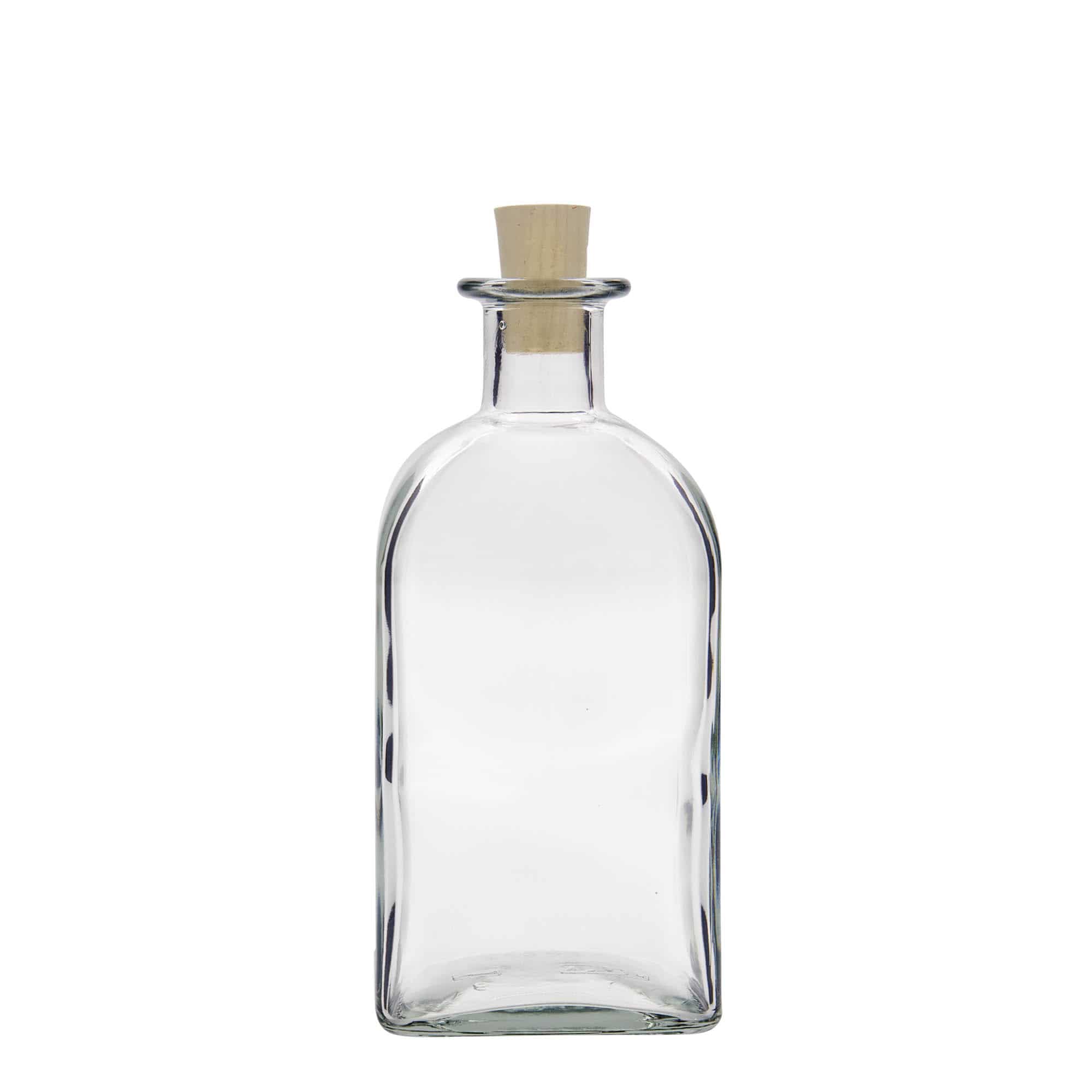 Glazen fles Apotheker carré, 500 ml, vierkant, monding: kurk