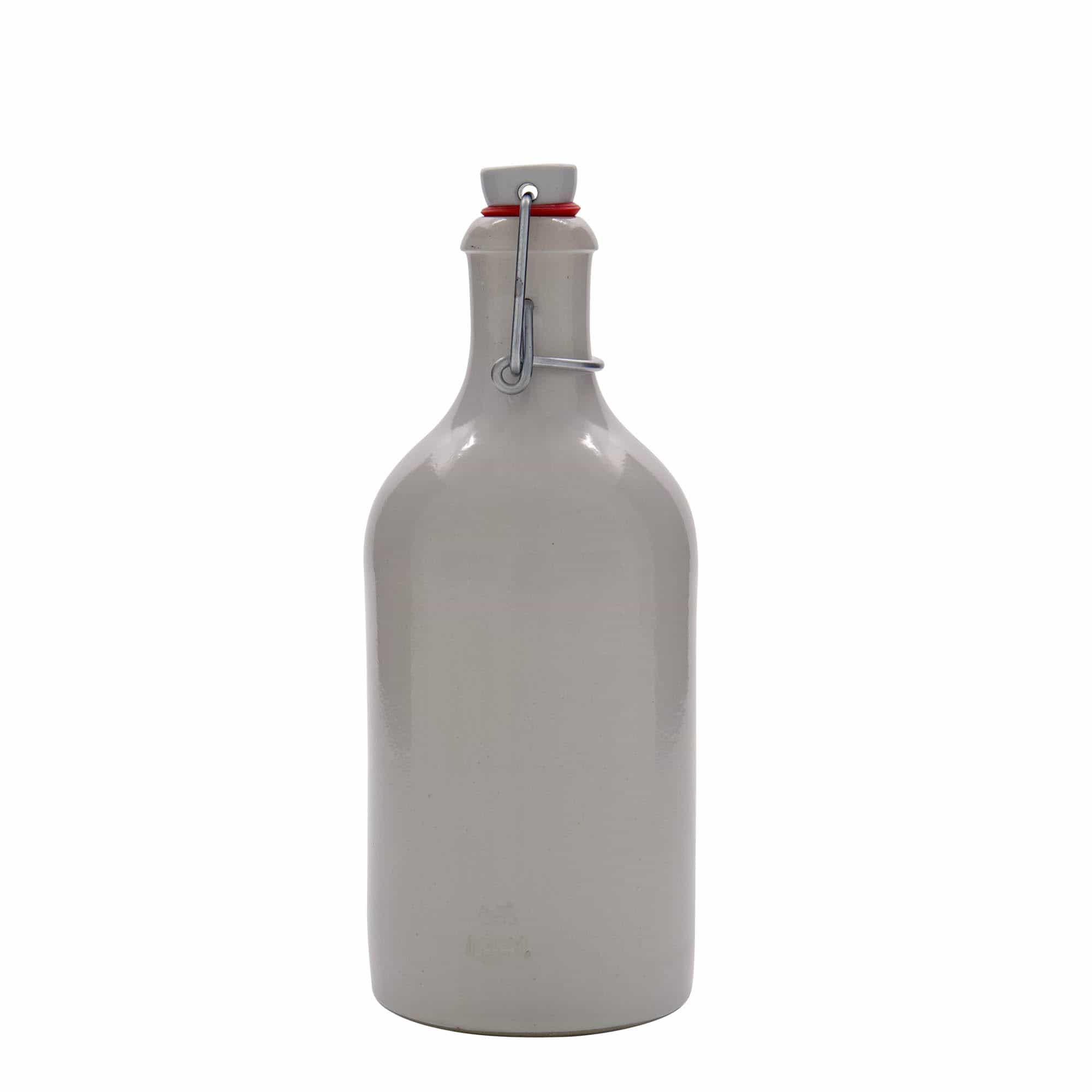 Keramische kruik, 500 ml, steengoed, wit, monding: beugelsluiting