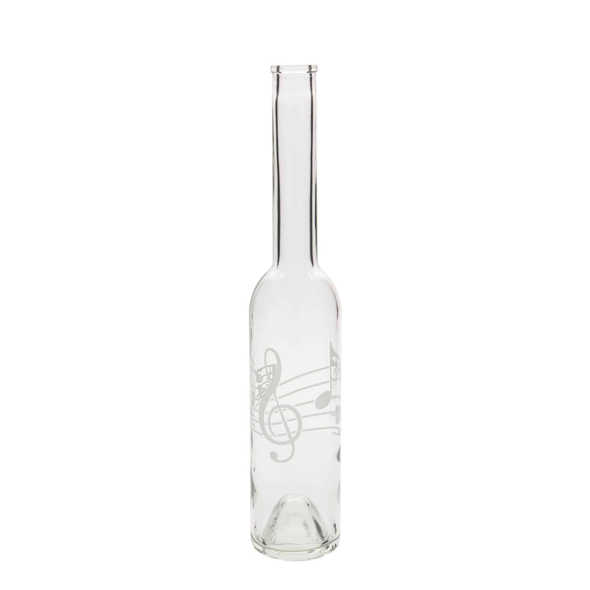 Bouteille en verre 350 ml 'Opera', motif : notes de musique, bouchage: bouchon