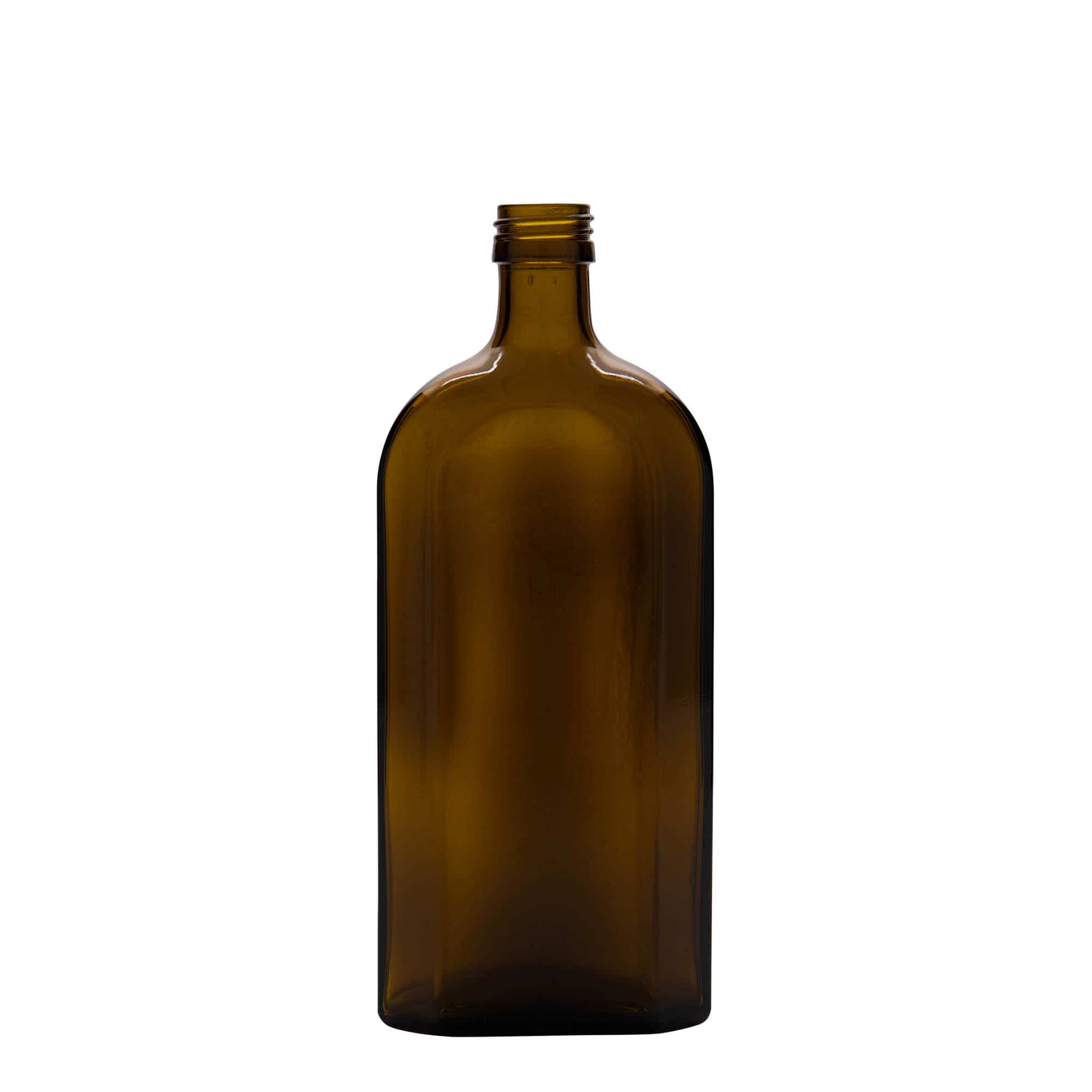 Medicijnfles Meplat, 500 ml, ovaal, glas, bruin, monding: PP 28