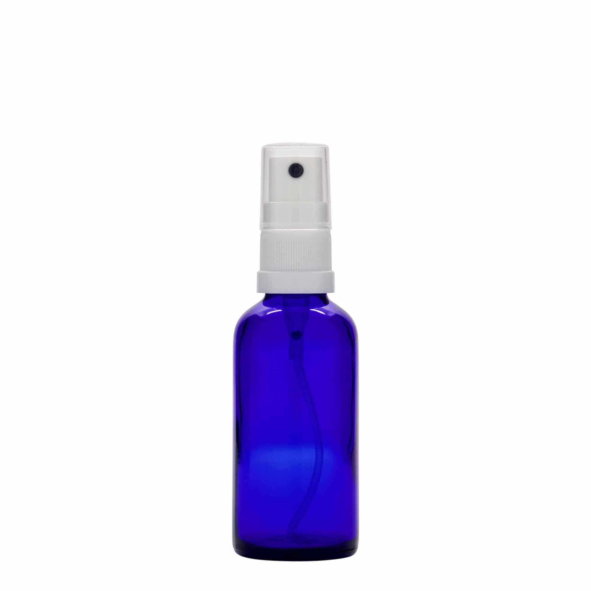 Sprayfles medicijn, 50 ml, glas, koningsblauw, monding: DIN 18