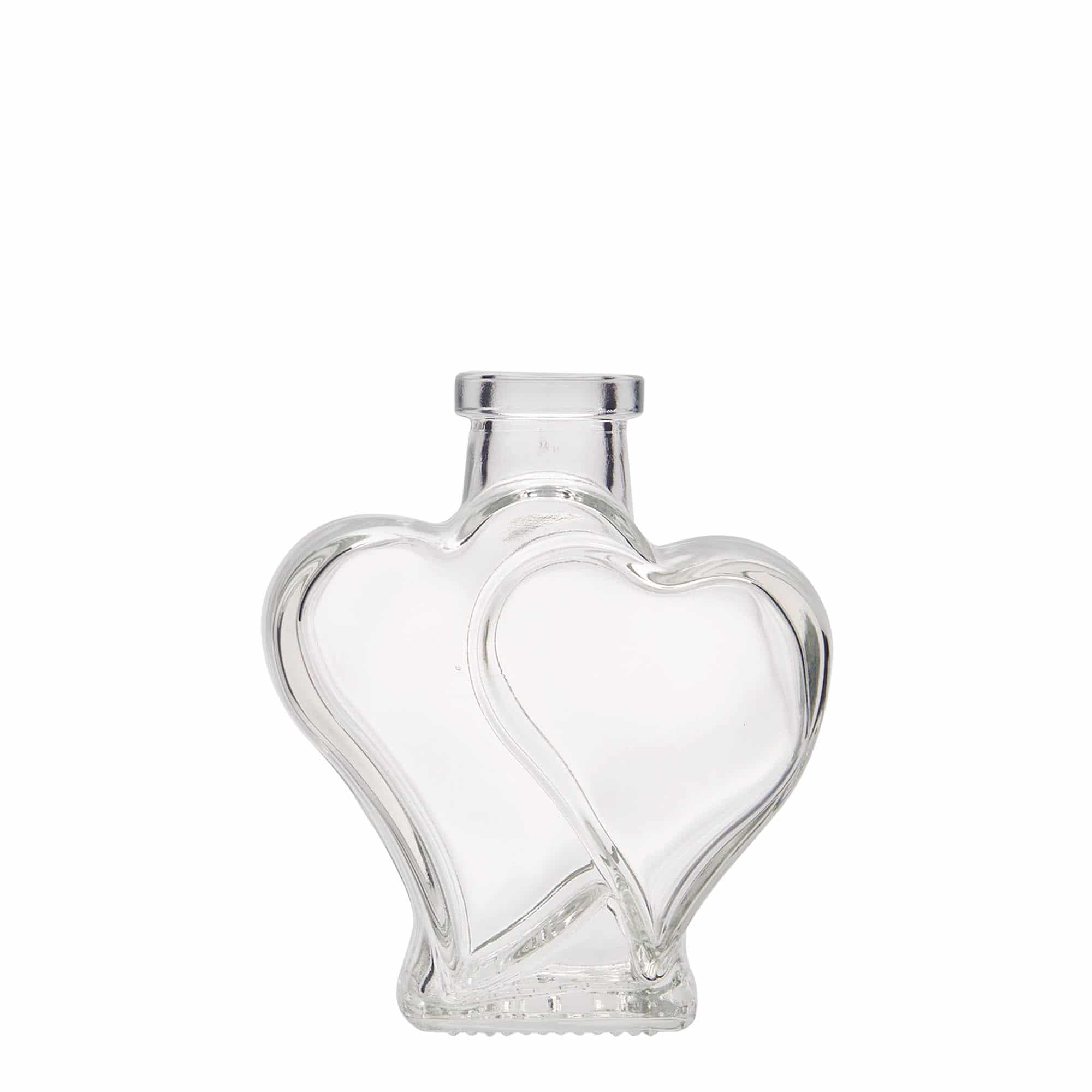 Bouteille en verre 200 ml 'Double-cœur', bouchage: bouchon