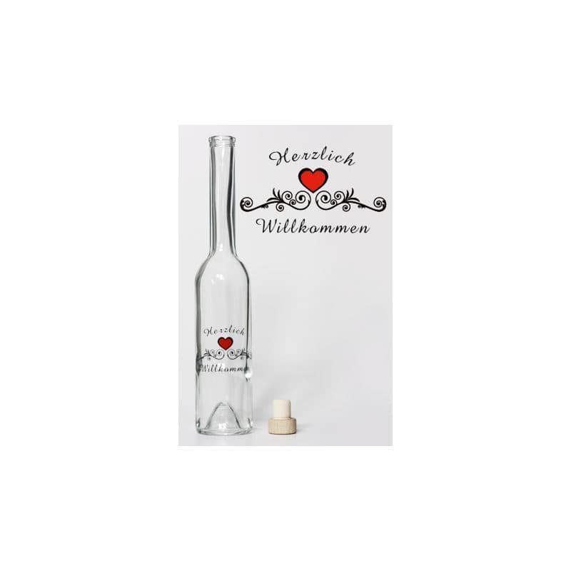 Bouteille en verre 500 ml 'Opera', motif : bienvenue, bouchage: bouchon