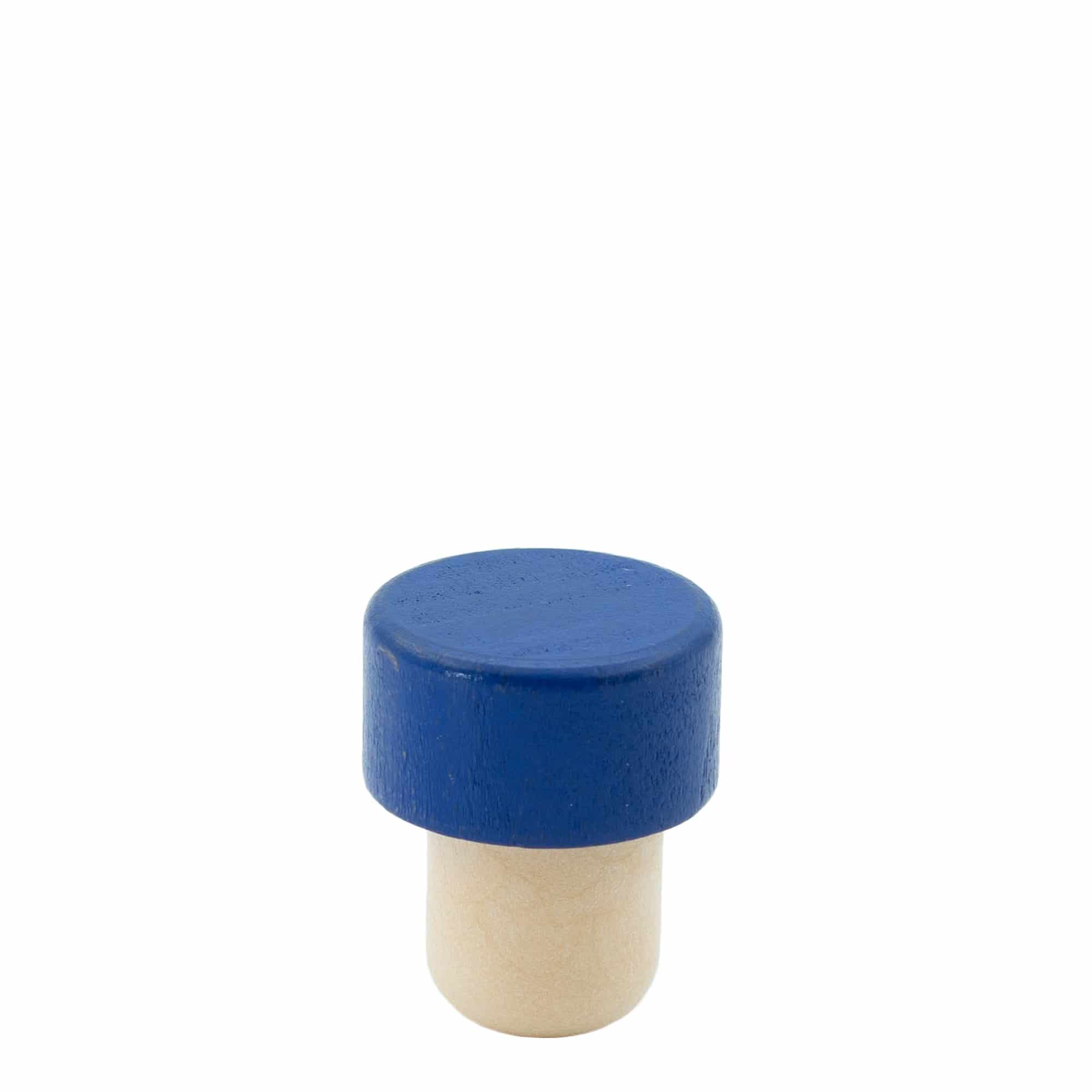 Dopkurk, 19 mm, hout, blauw, voor monding: kurk