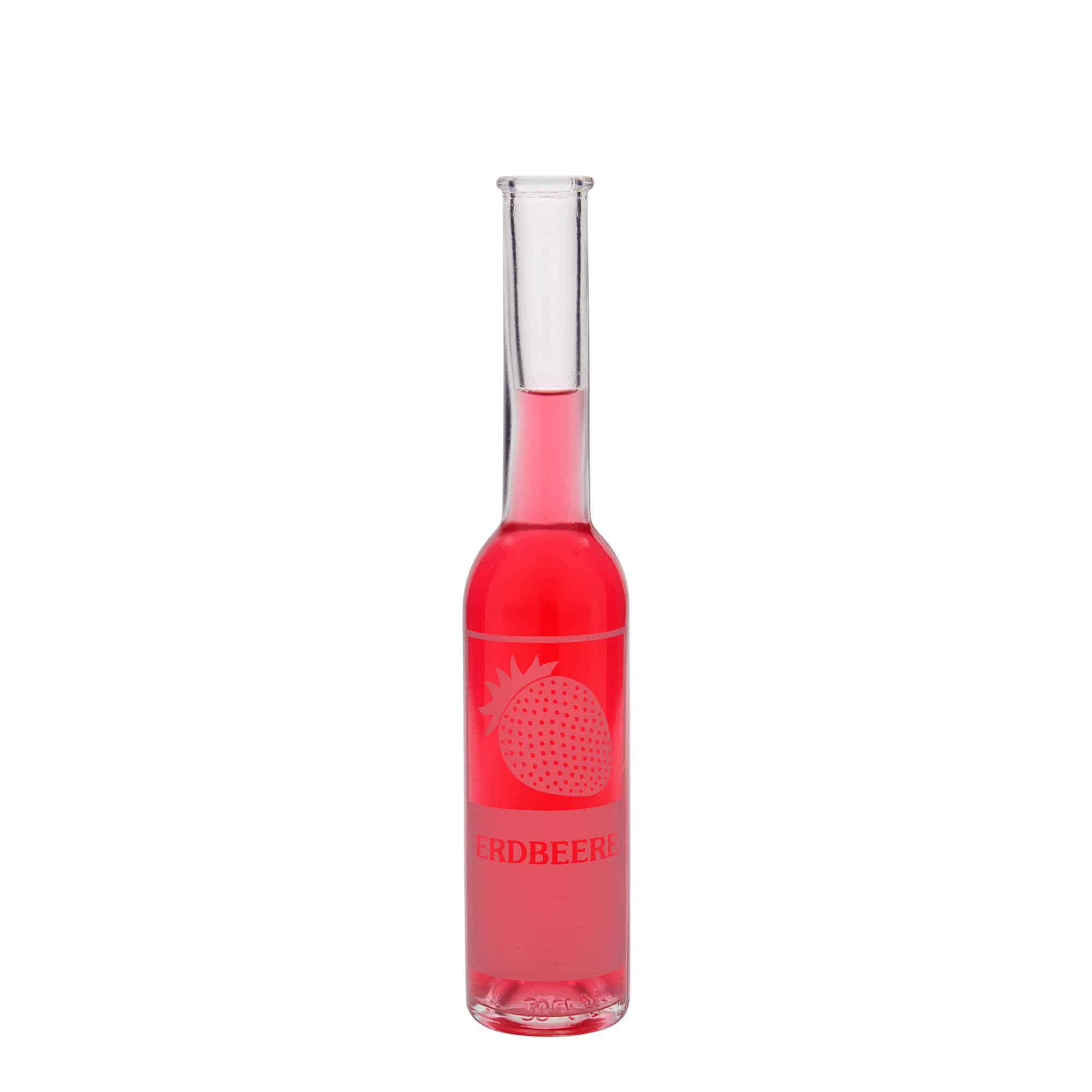 Bouteille en verre 200 ml 'Opera', motif : fraise, bouchage: bouchon