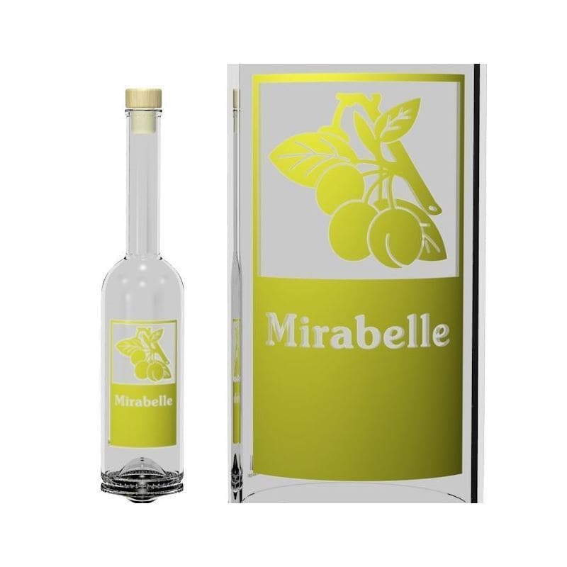 Glazen fles 'Opera', 500 ml, motief: Mirabel, monding: kurk