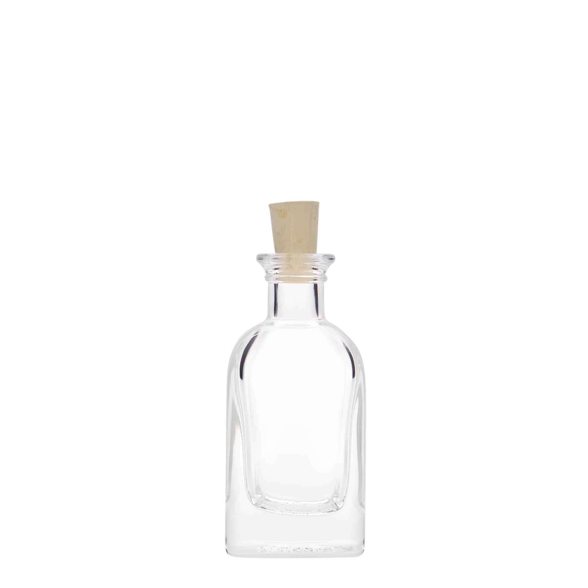 Bouteille en verre apothicaire 'Carré', carrée 40 ml, bouchage: bouchon