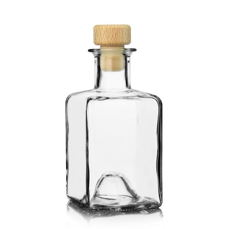 Bouteille en verre 200 ml 'Kubica', carrée, bouchage: bouchon