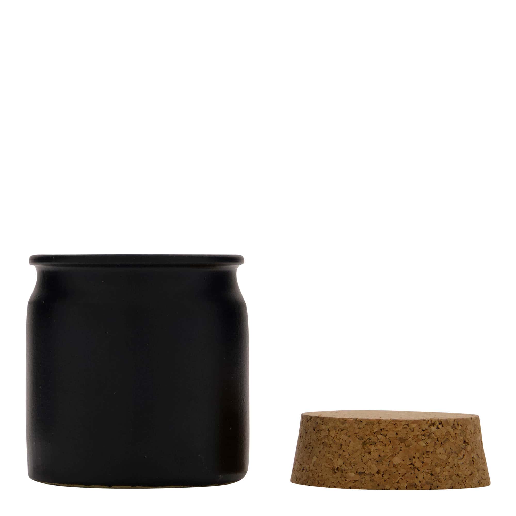 Pot en grès 160 ml, céramique, noir, bouchage: bouchon