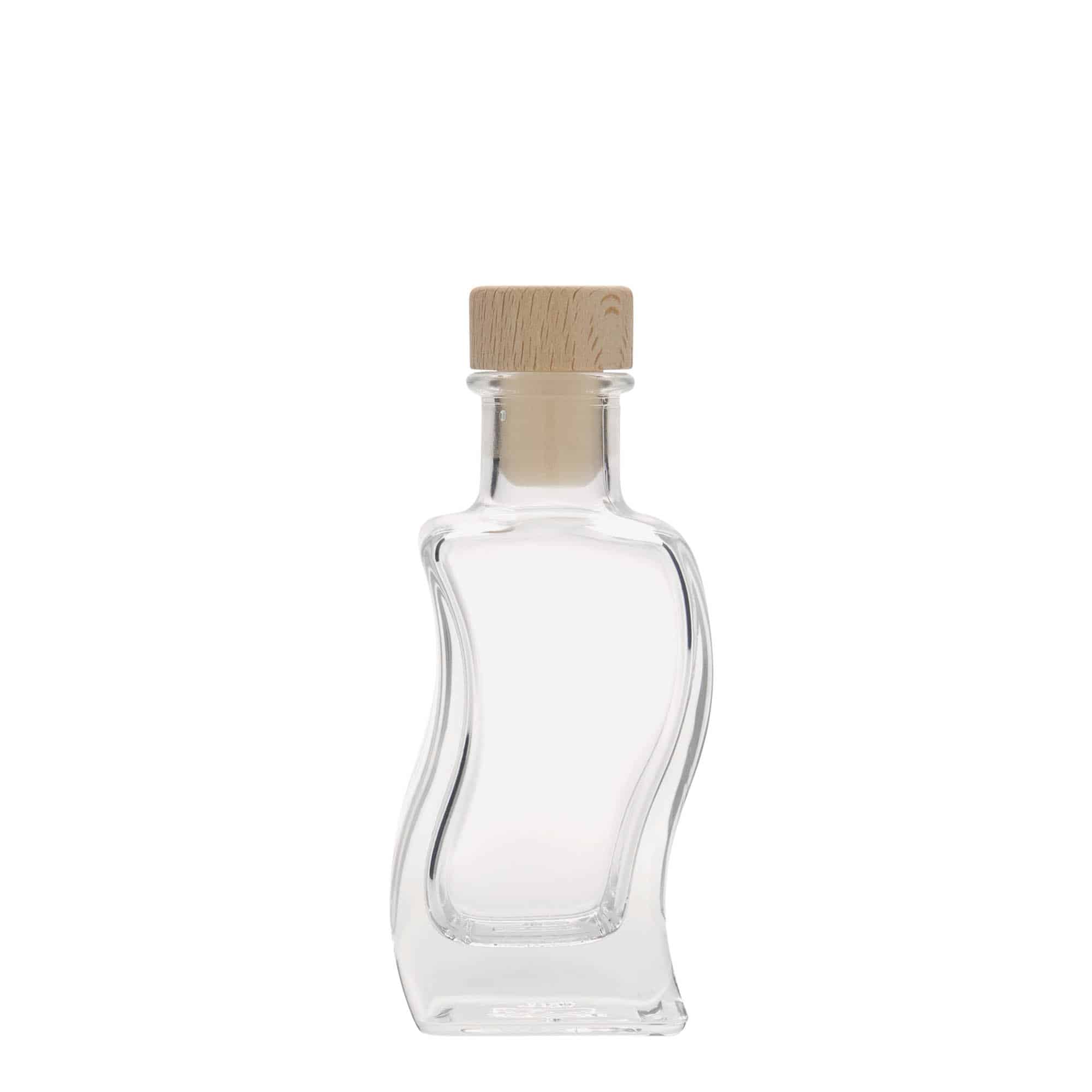 Bouteille en verre 100 ml 'Vague', carrée, bouchage: bouchon