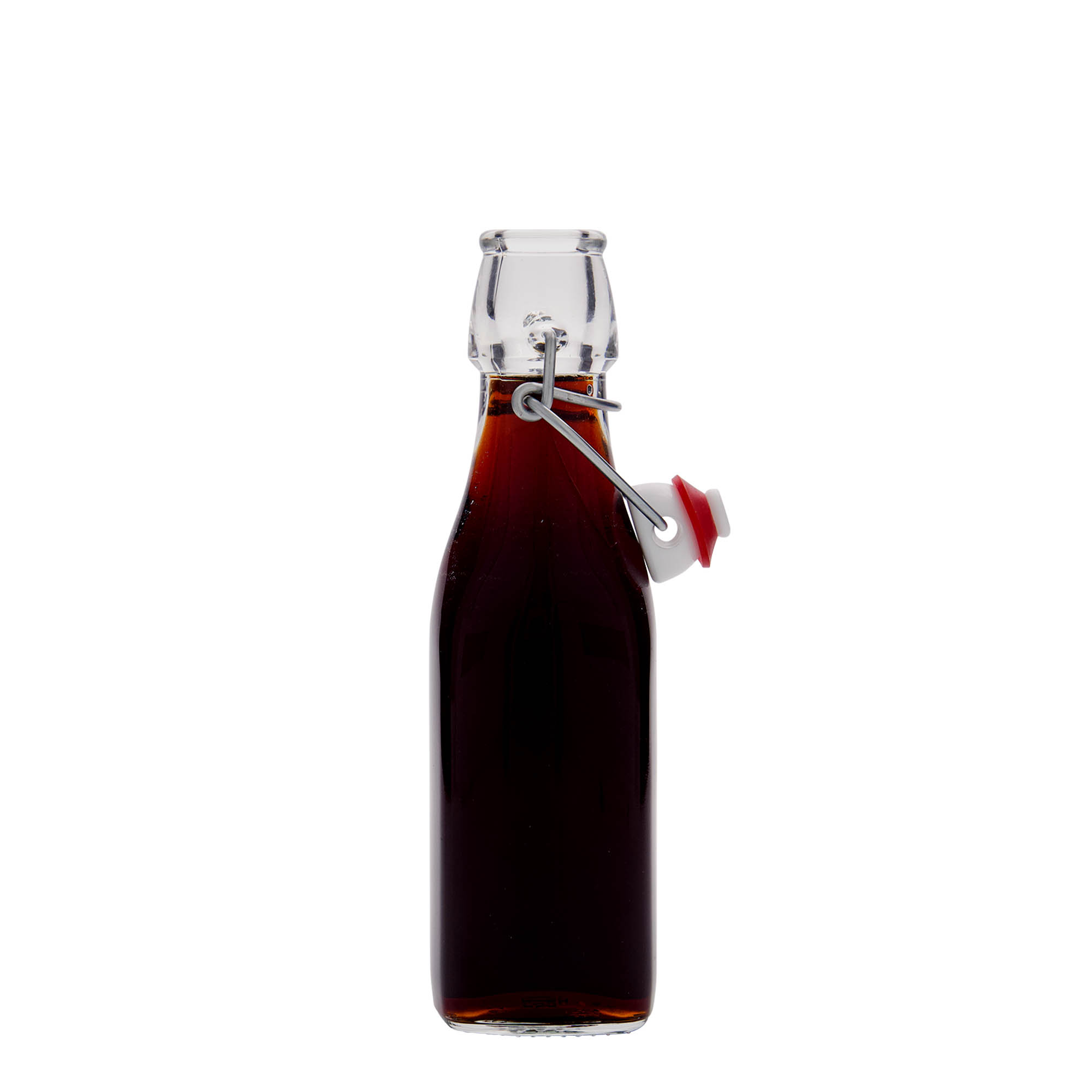 Glazen fles 'Swing', 250 ml, vierkant, monding: beugelsluiting