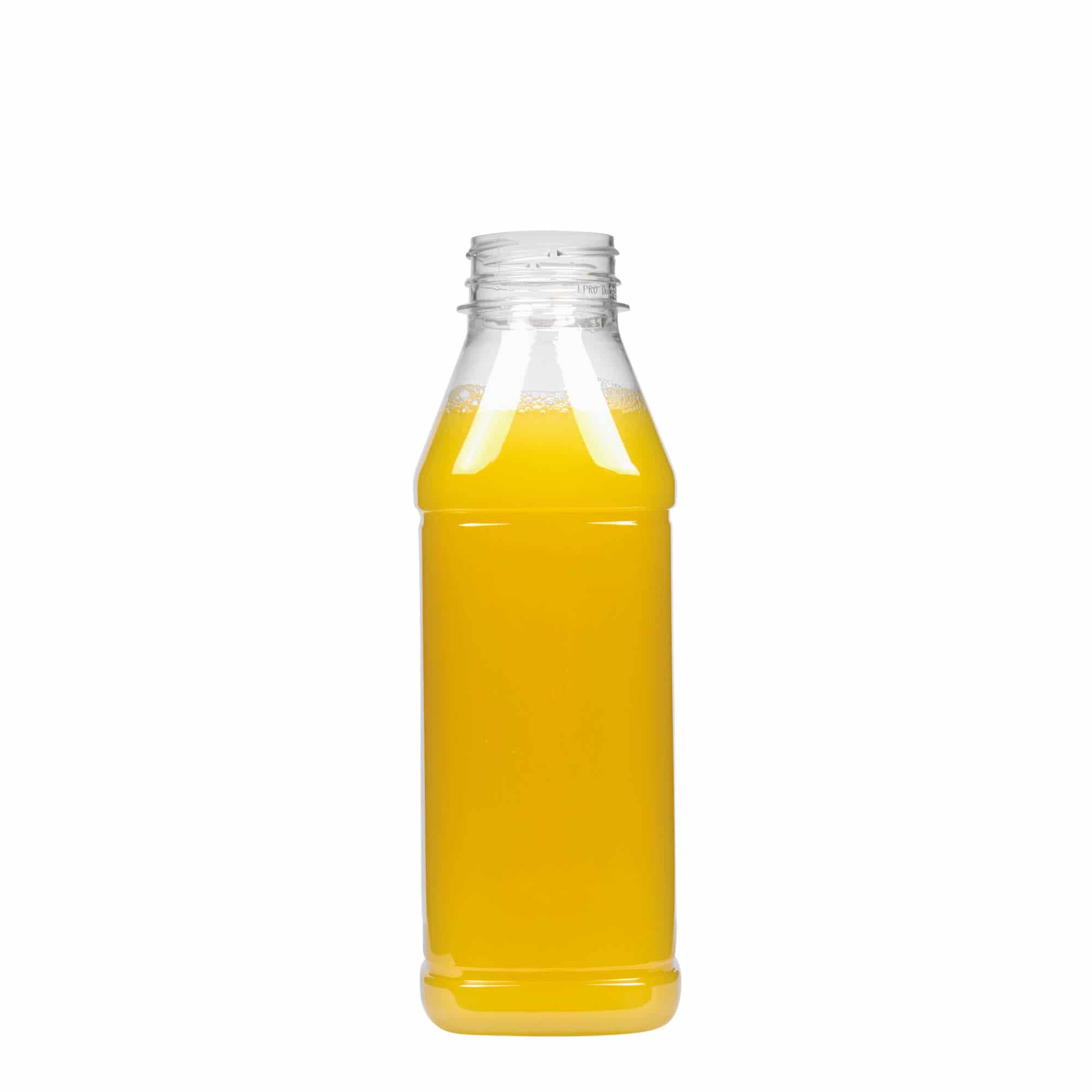 Bouteille en PET 500 ml 'Milk and Juice Carré', carrée, plastique, bouchage: 38 mm