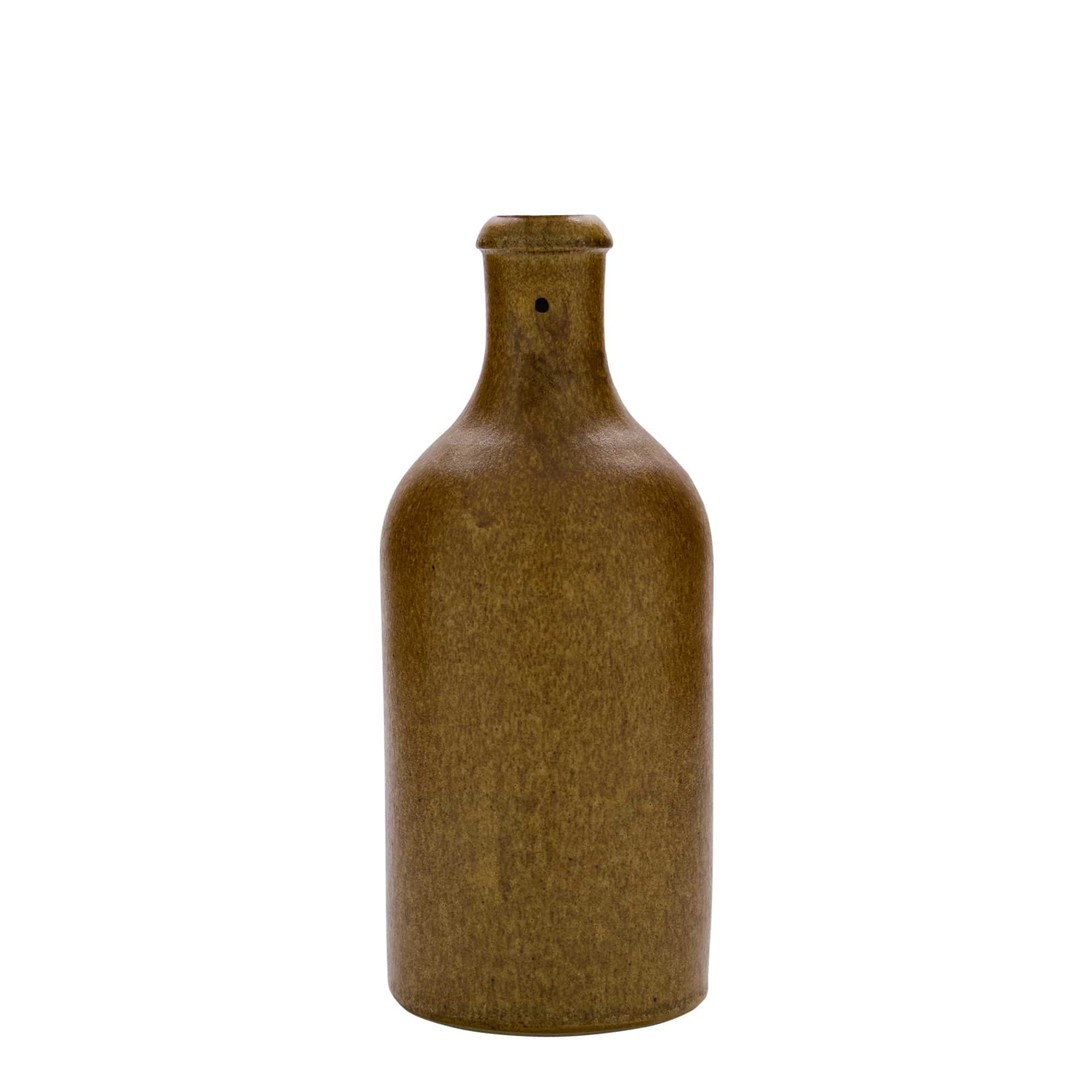 Chope en terre cuite 500 ml, grès, cristal brun, bouchage: bouchon mécanique