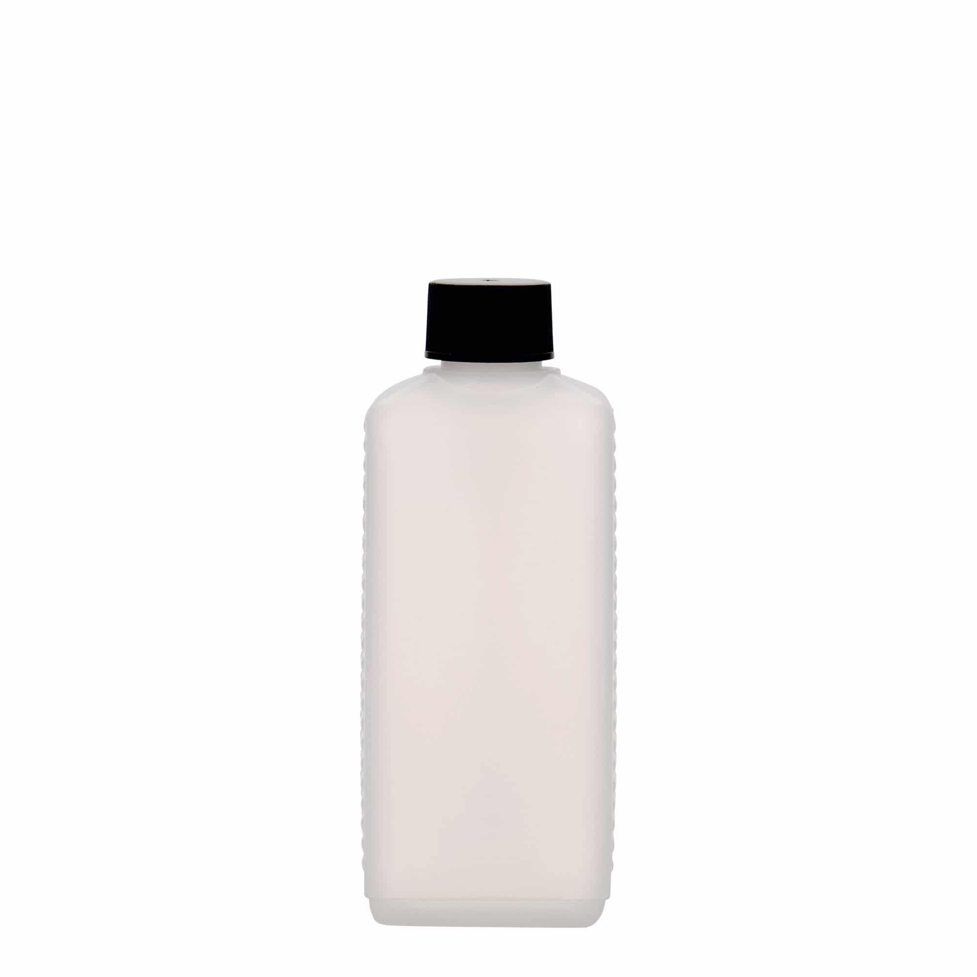 Bouteille bidon 250 ml, rectangulaire, plastique PEHD, nature, bouchage: DIN 25 EPE