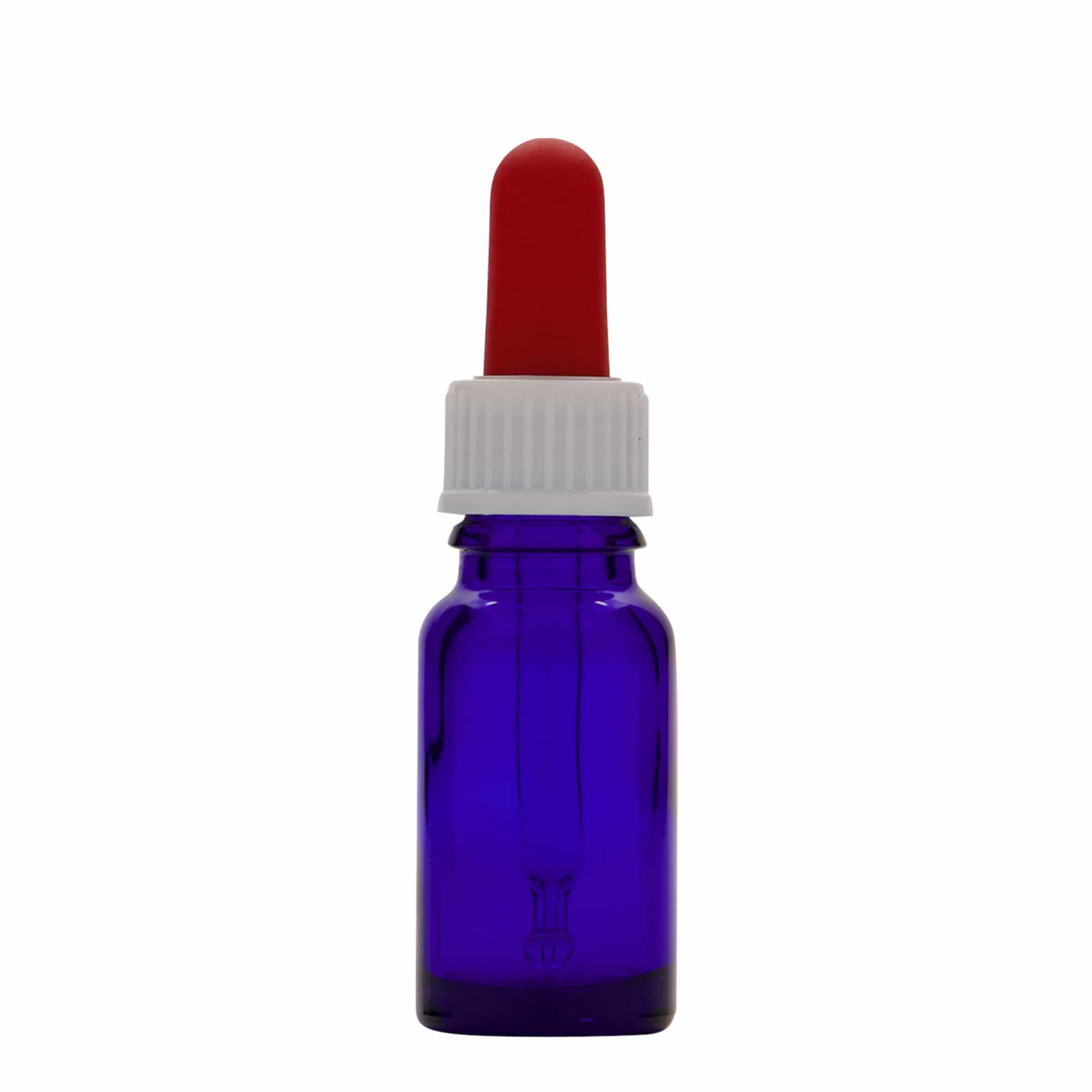 Pipetflesje medicijn, 10 ml, glas, koningsblauw-rood, monding: DIN 18