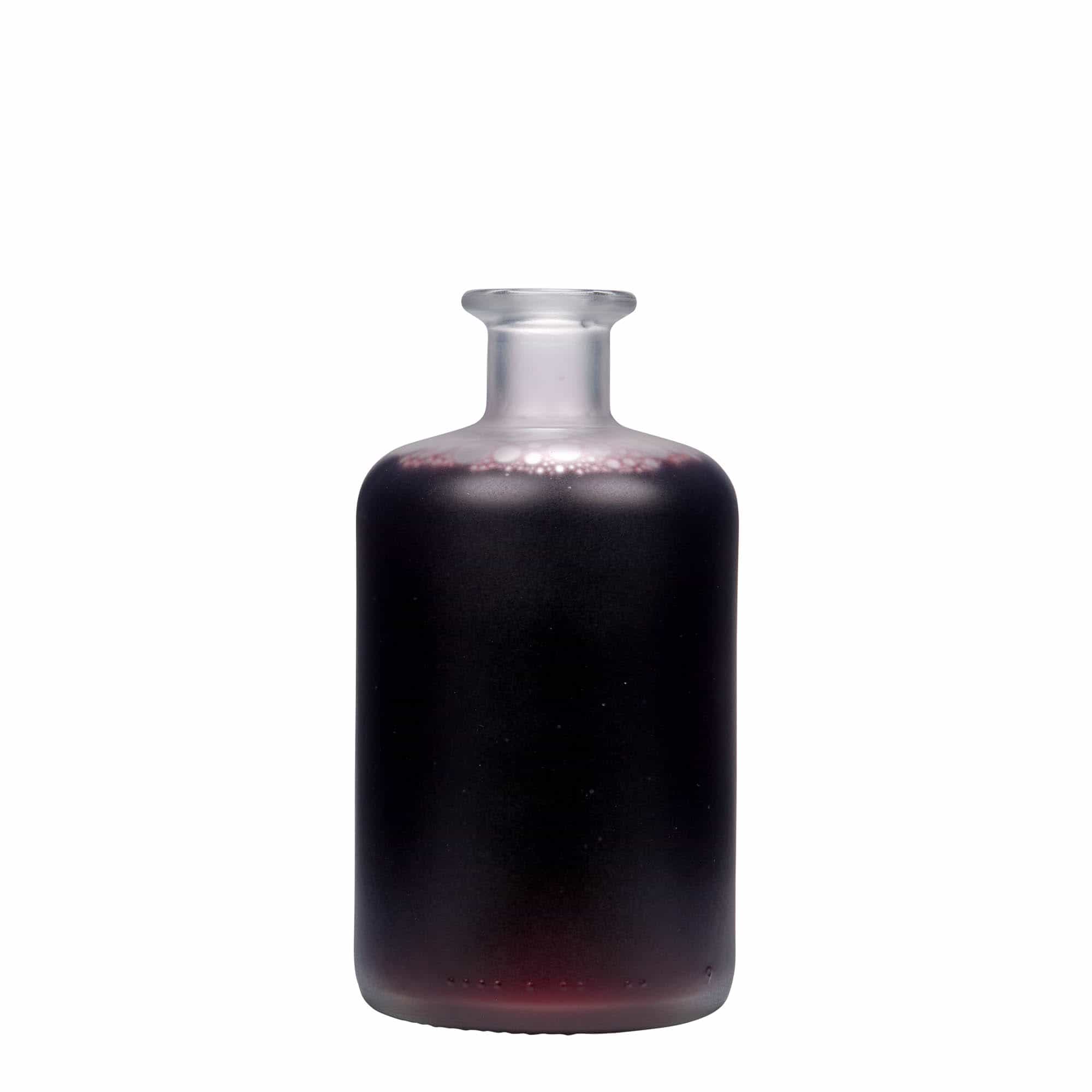 Bouteille en verre apothicaire 500 ml, glacée, bouchage: bouchon