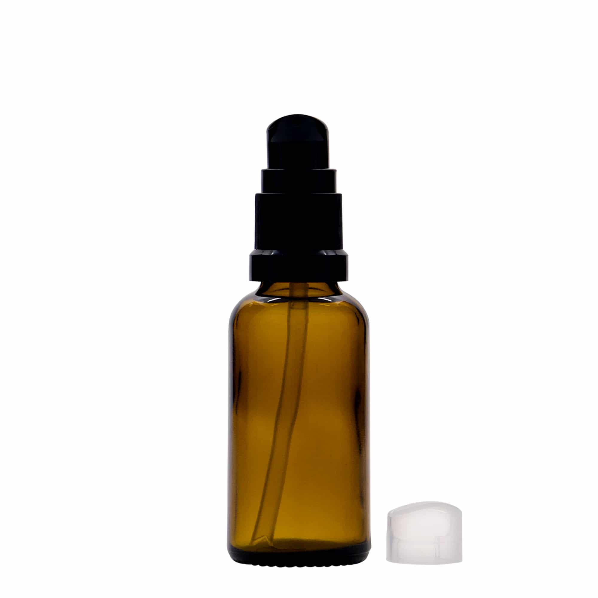 Medicijnfles met lotionpomp, 30 ml, glas, bruin, monding: DIN 18