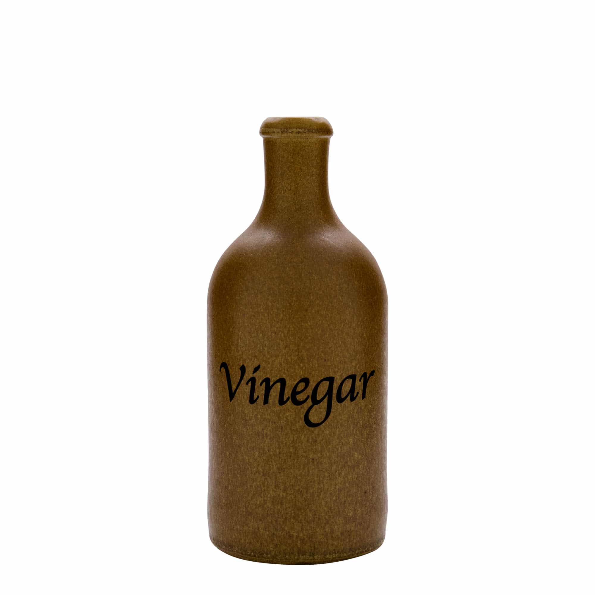 Chope en terre cuite 500 ml, motif : vinaigre, grès, cristal brun, bouchage: bouchon