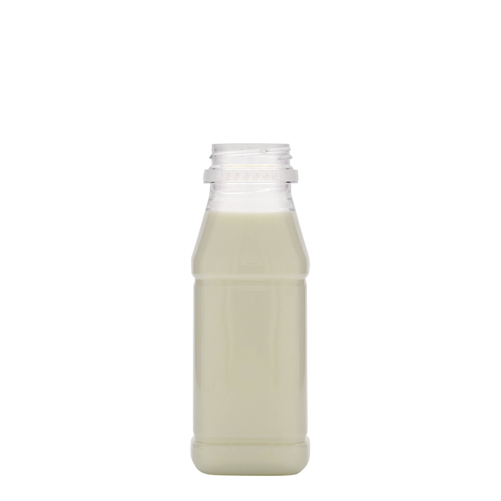 Bouteille en PET 250 ml 'Milk and Juice Carré', carrée, plastique, bouchage: 38 mm