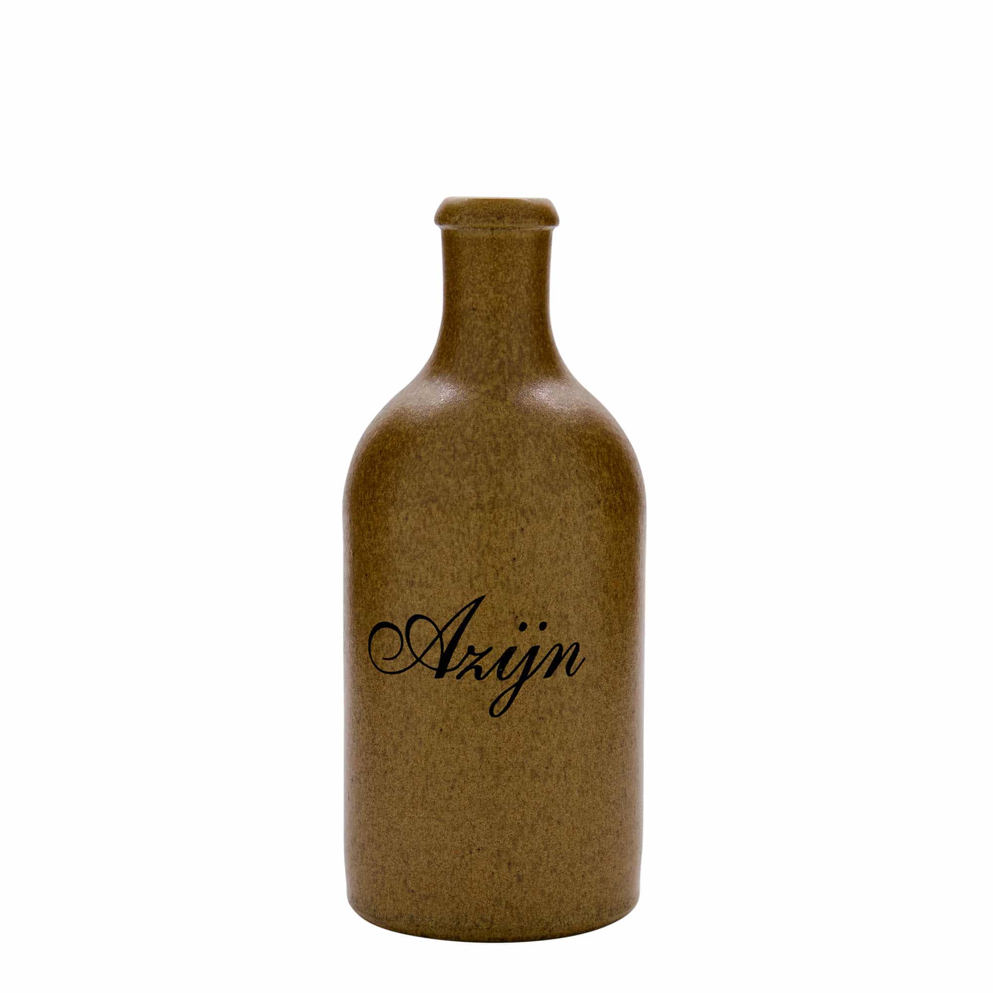 Chope en terre cuite 500 ml, motif : vinaigre, grès, cristal brun, bouchage: bouchon