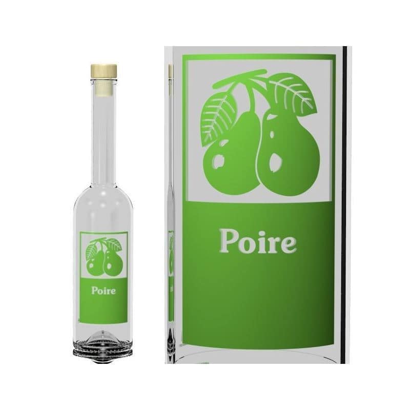 Glazen fles 'Opera', 500 ml, motief: Poire, monding: kurk