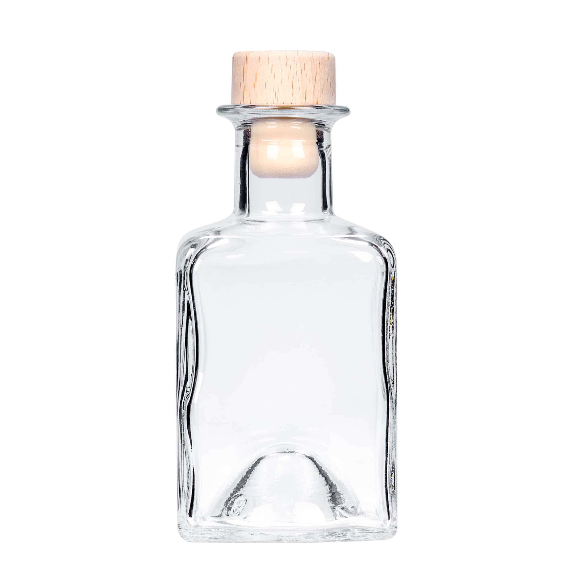 Bouteille en verre 200 ml 'Kubica', carrée, bouchage: bouchon