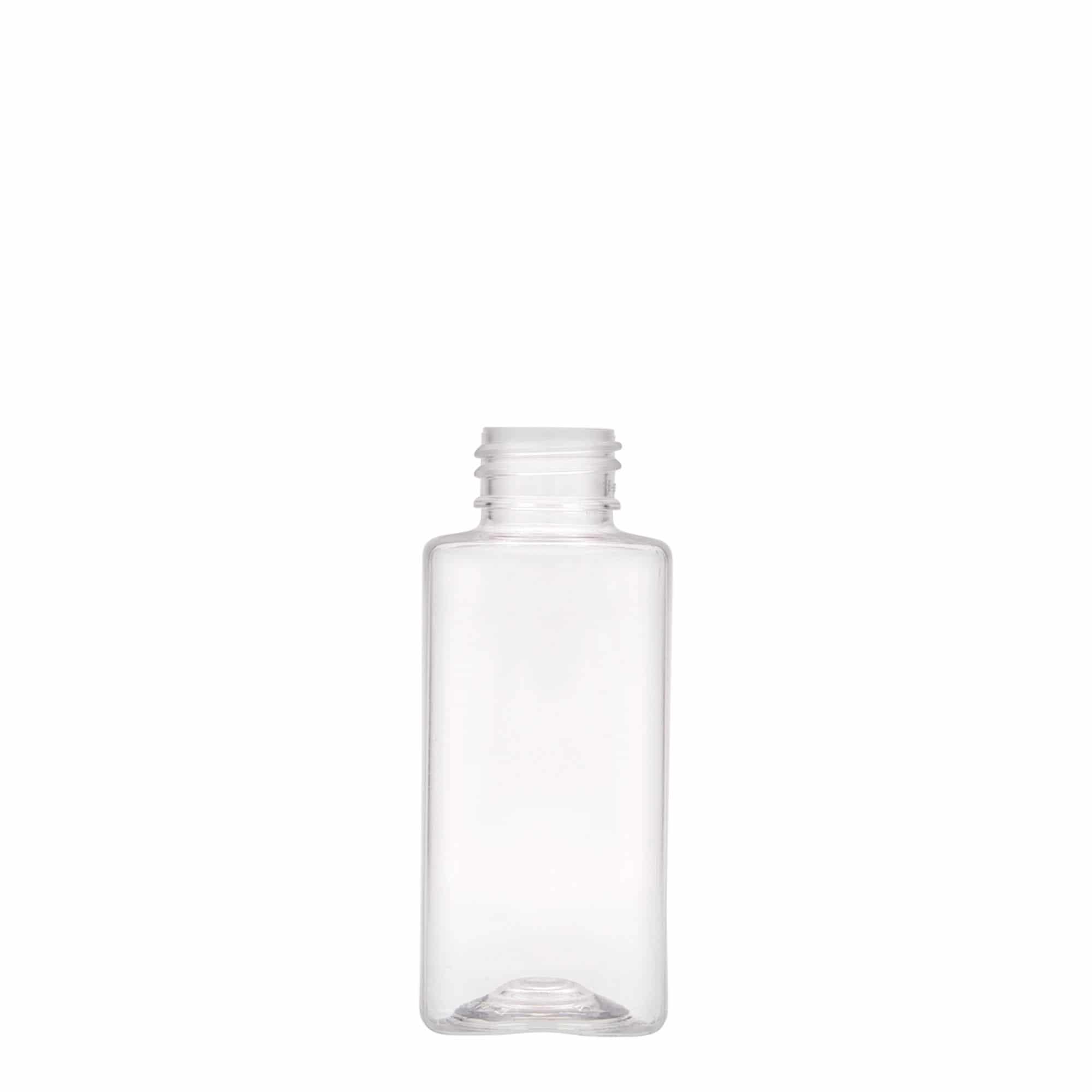 Bouteille en PET 100 ml 'Karl', carrée, plastique, bouchage: GPI 24/410