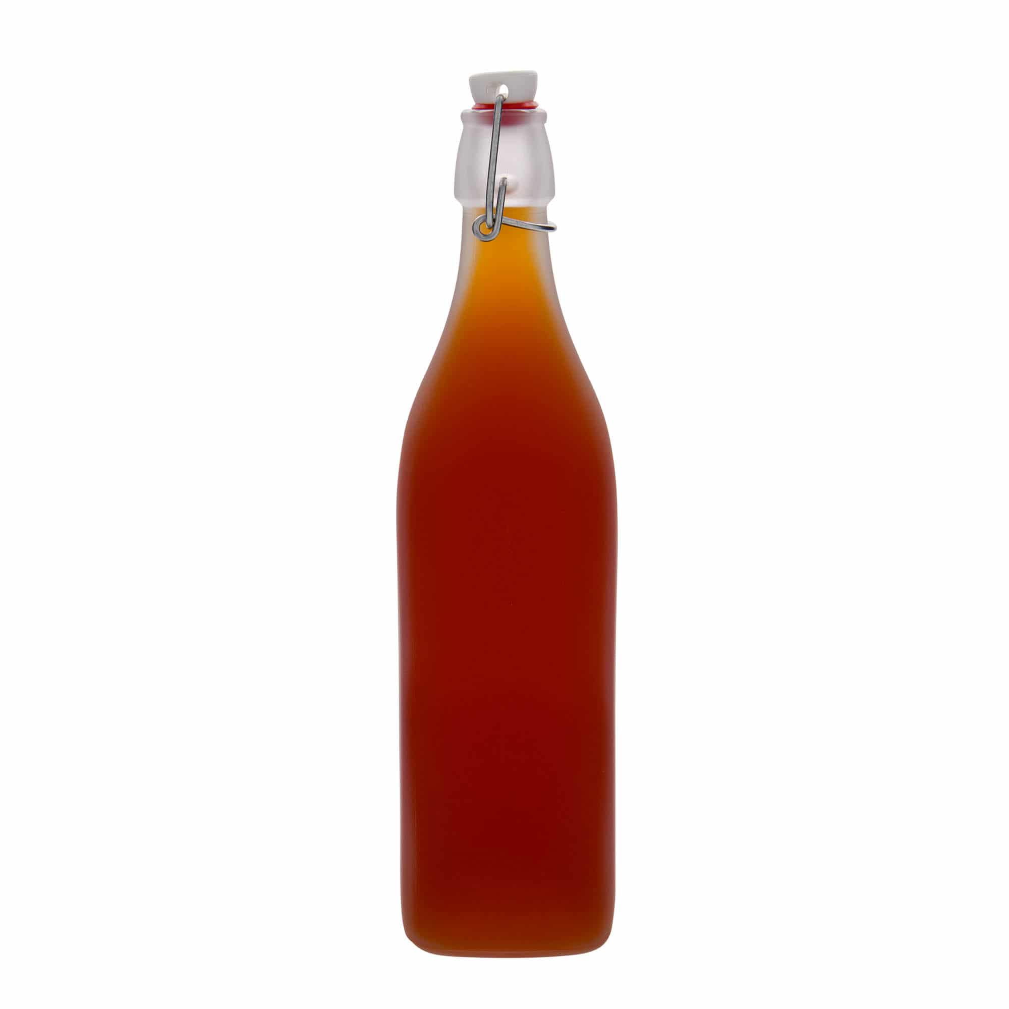 Glazen fles 'Swing', 1.000 ml, vierkant, wit, monding: beugelsluiting