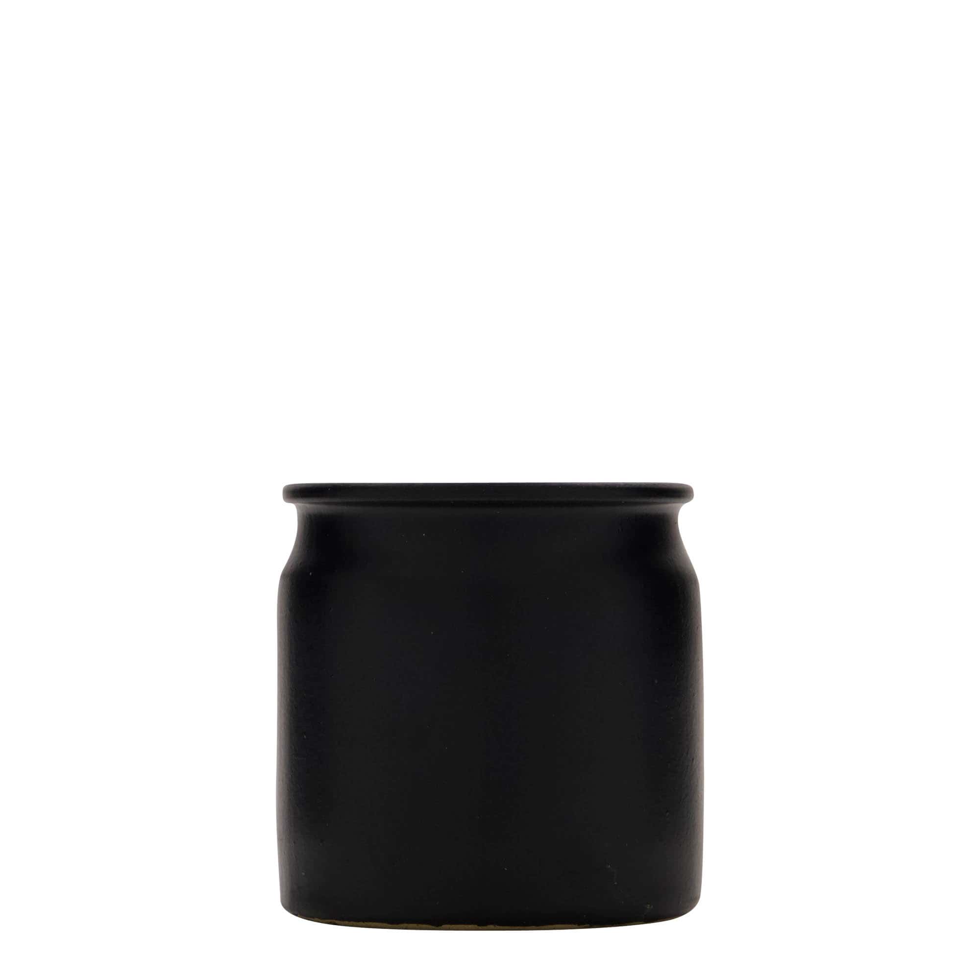 Pot en grès 160 ml, céramique, noir, bouchage: bouchon