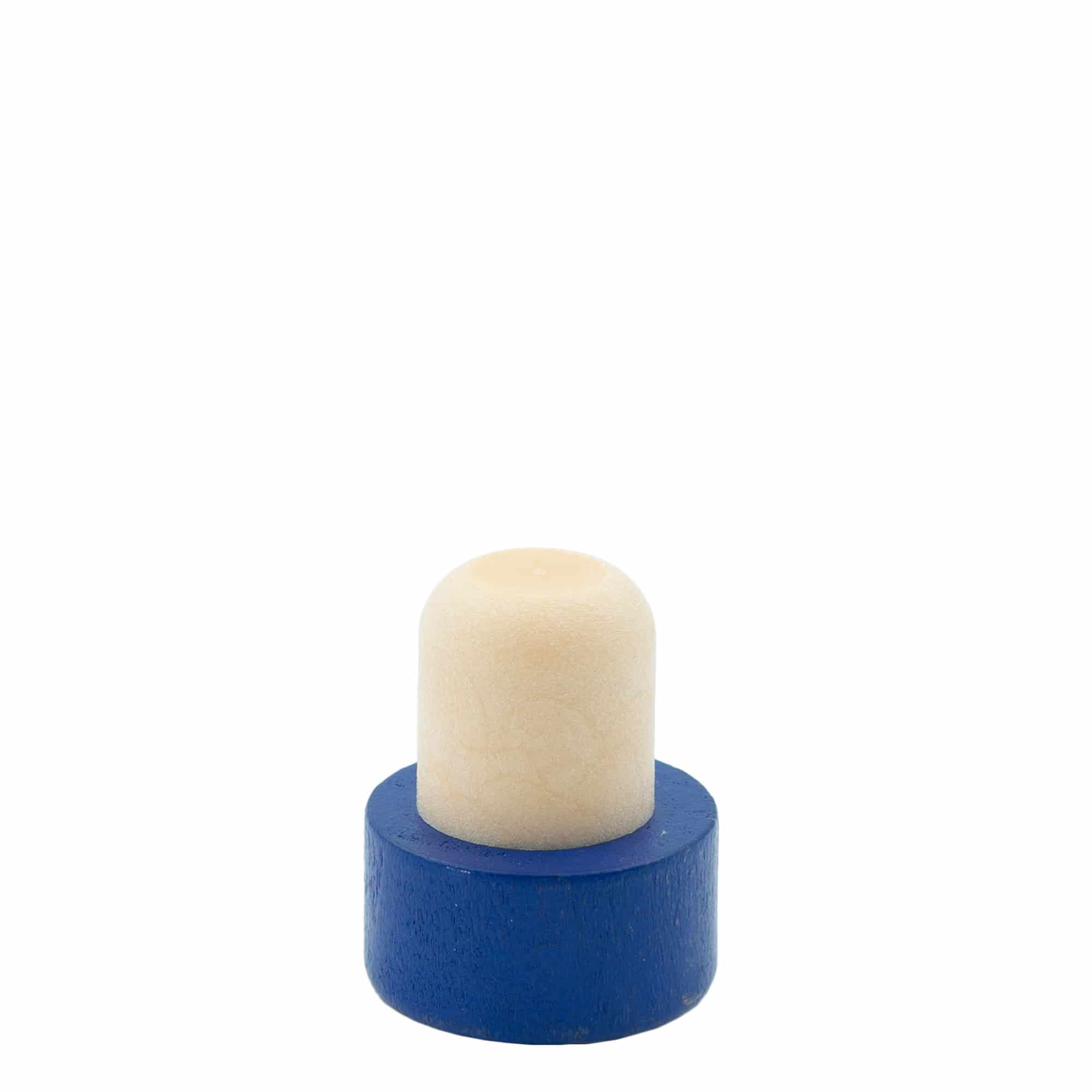 Dopkurk, 19 mm, hout, blauw, voor monding: kurk