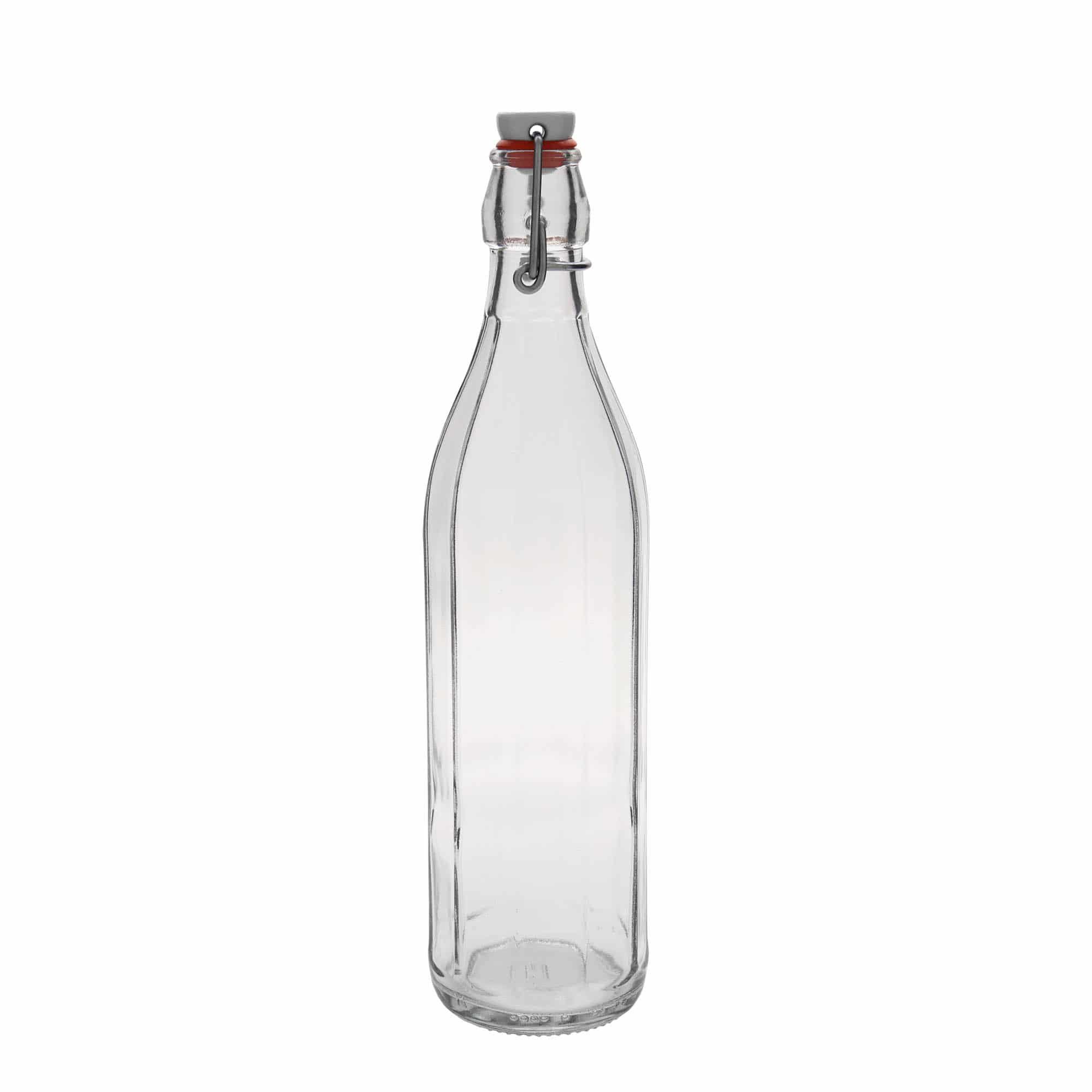 Glazen fles 'Bravo', 750 ml, tienhoekig, monding: beugelsluiting