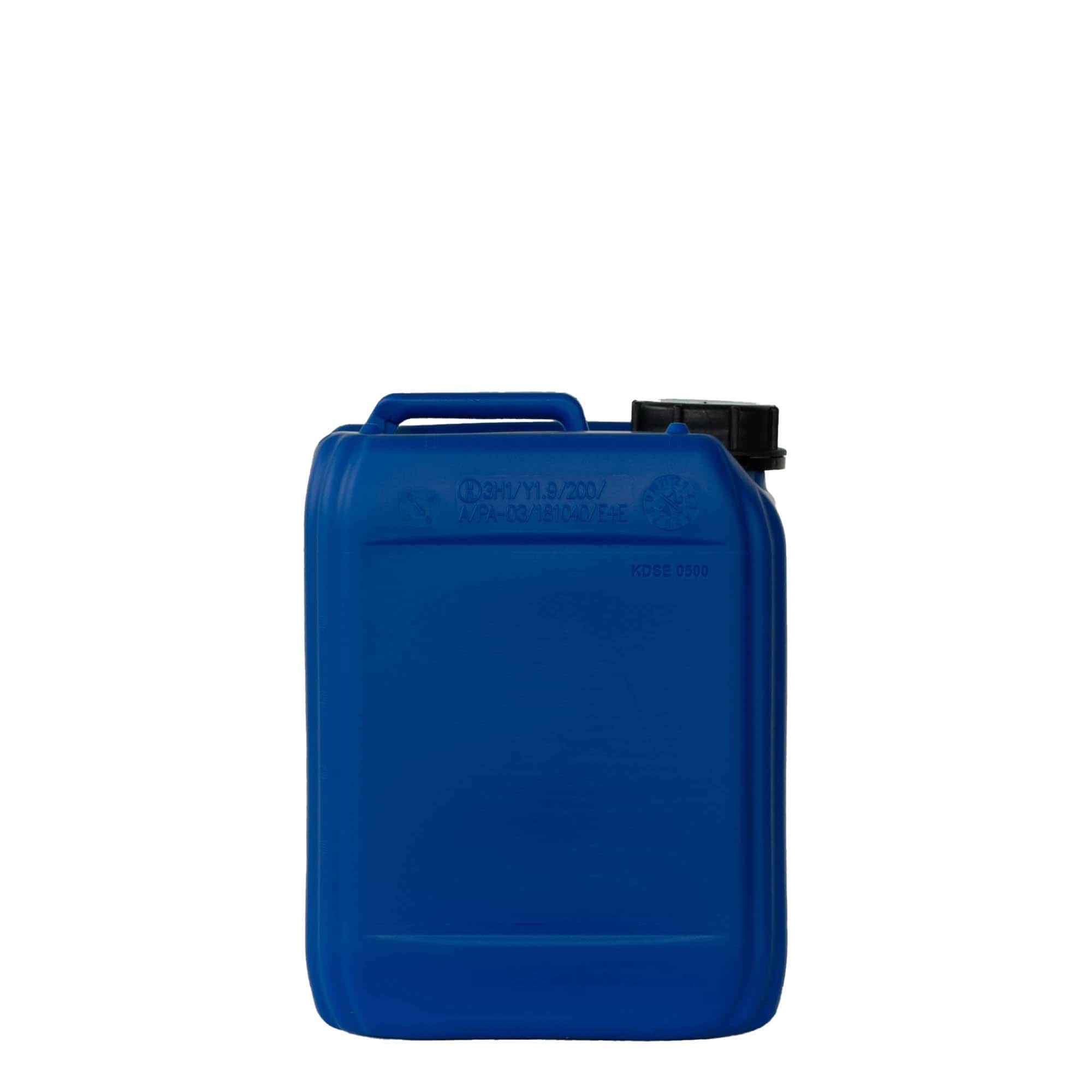 Bidon 5 l, rectangulaire, plastique PEHD, bleu, bouchage: ND 55