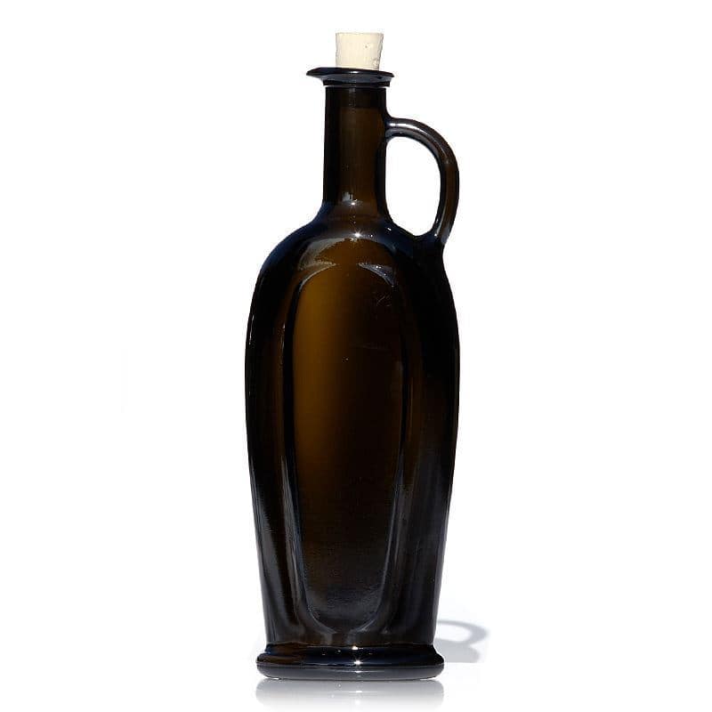 Bouteille en verre 500 ml 'Eleganta', ovale, vert antique, bouchage: bouchon