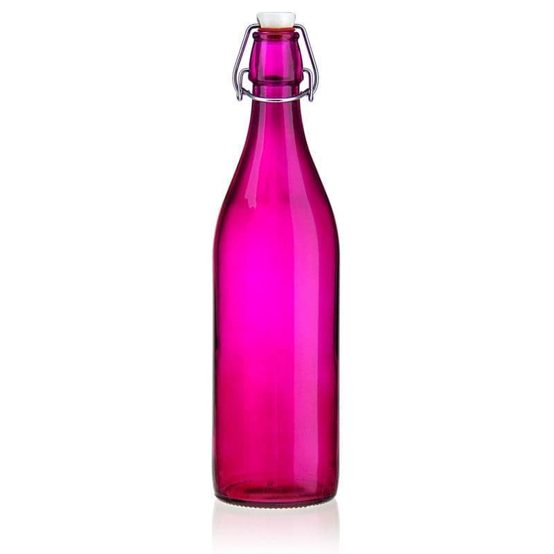 Bouteille en verre 1 000 ml 'Giara', rose, bouchage: bouchon mécanique