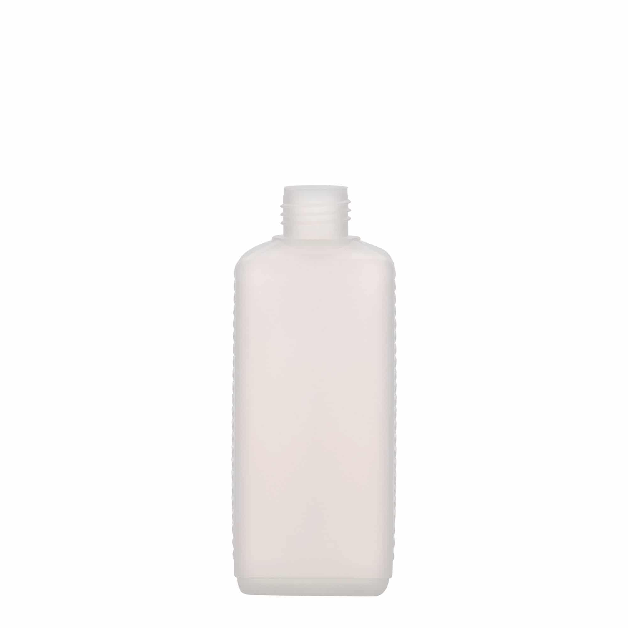 Bouteille bidon 250 ml, rectangulaire, plastique PEHD, nature, bouchage: DIN 25 EPE