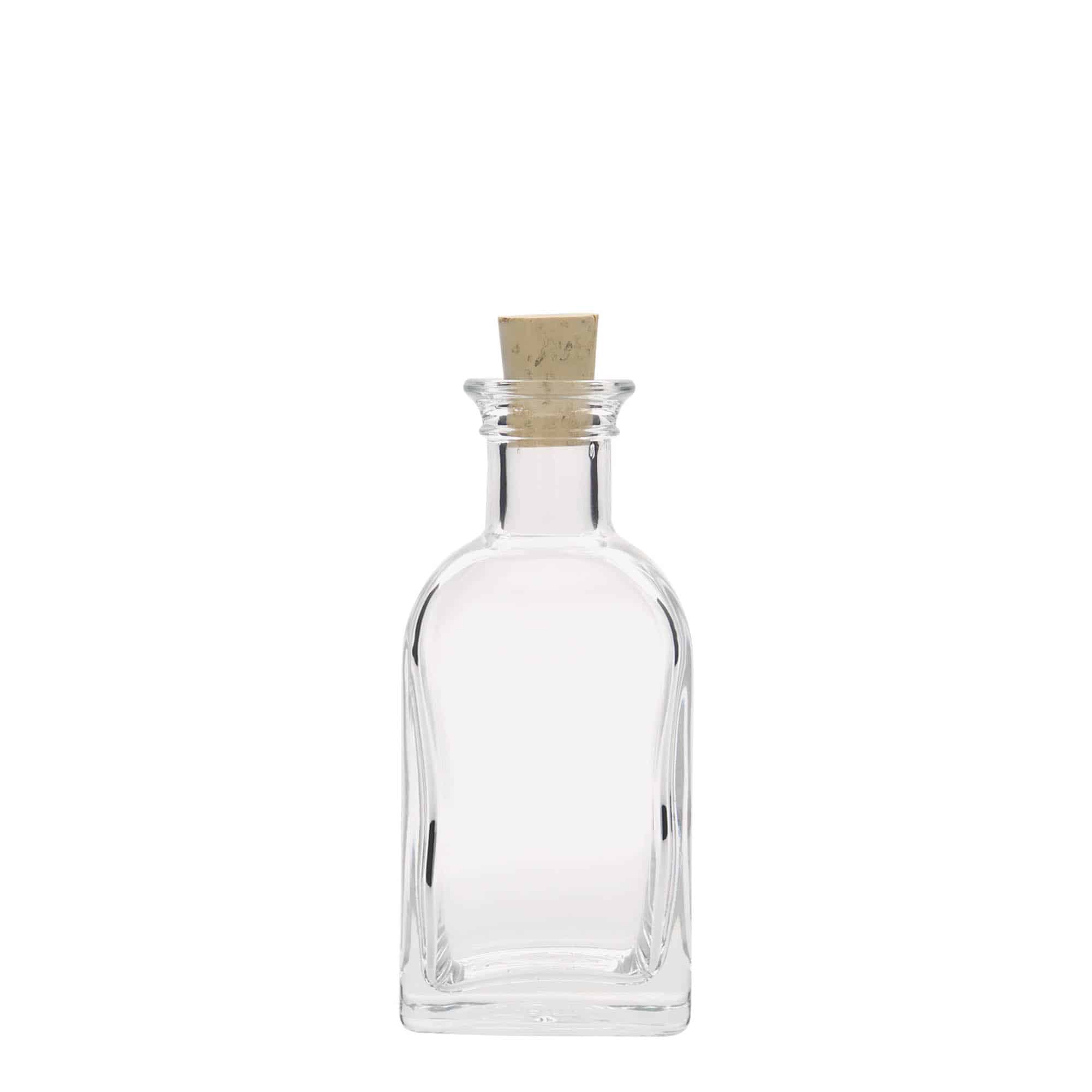 Bouteille en verre apothicaire 'Carré', carrée 100 ml, bouchage: bouchon