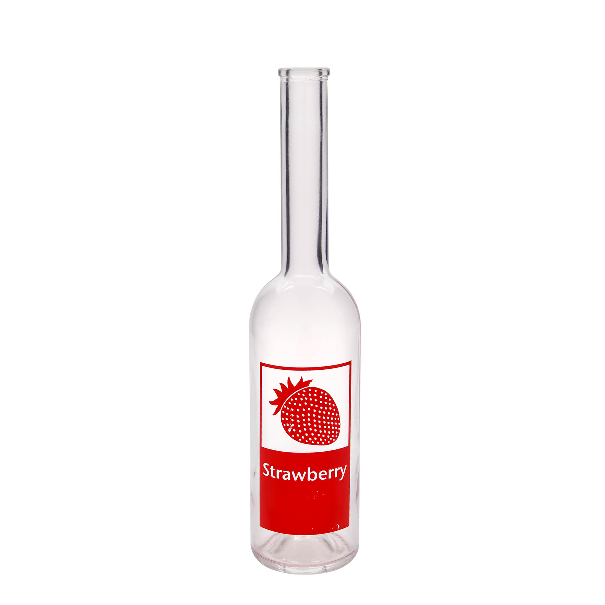 Bouteille en verre 500 ml 'Opera', motif : Strawberry, bouchage: bouchon