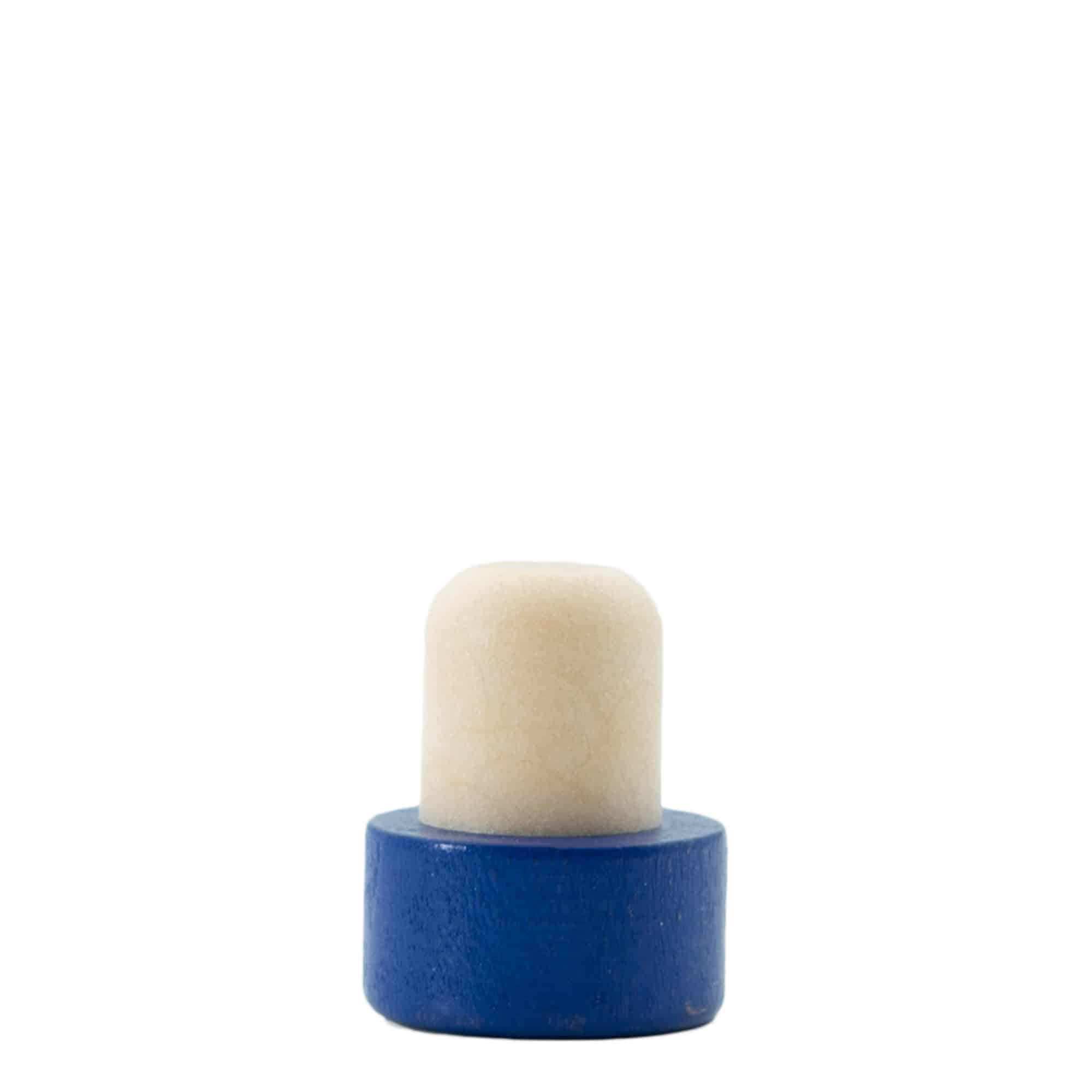 Dopkurk, 19 mm, hout, blauw, voor monding: kurk