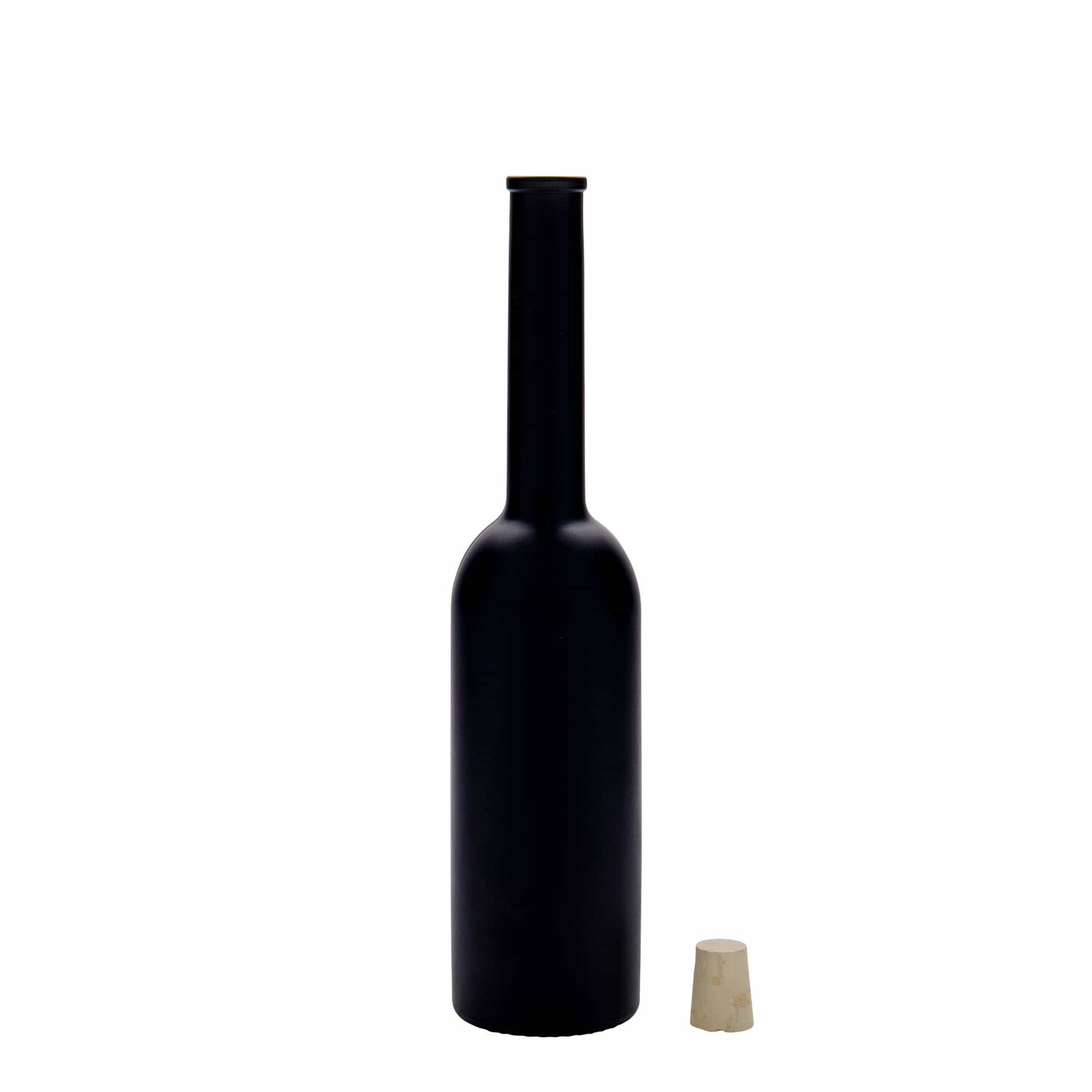 Bouteille en verre 200 ml 'Opera', noire, bouchage: bouchon