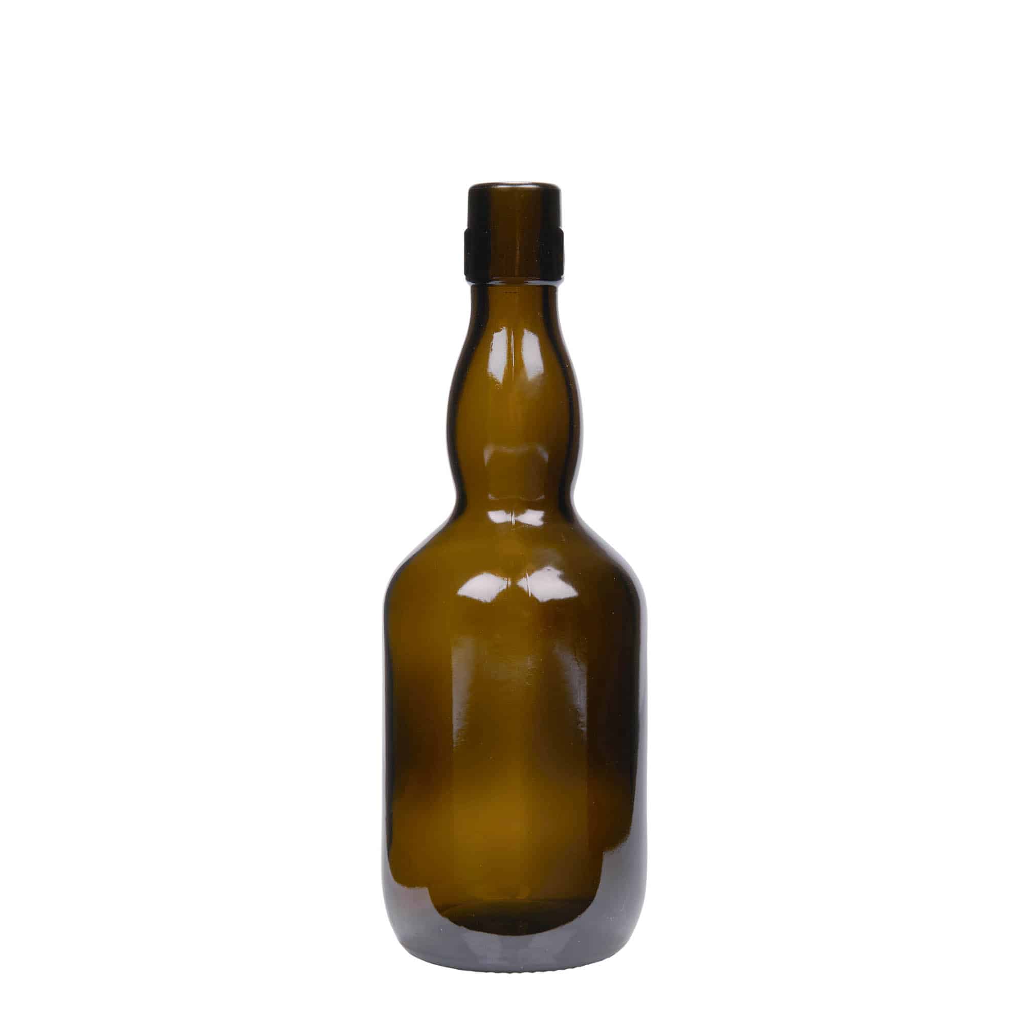 Bouteille de bière col large 500 ml, verre, vert antique, bouchage: bouchon mécanique