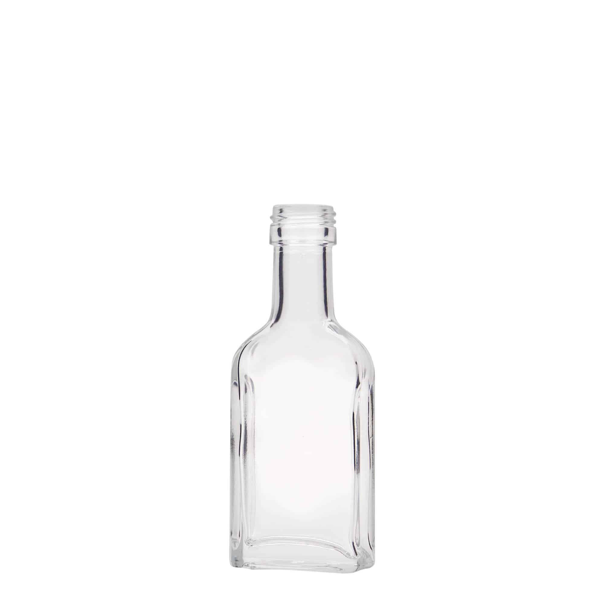 Flasque 40 ml à long cou, rectangulaire, verre, bouchage: PP 22