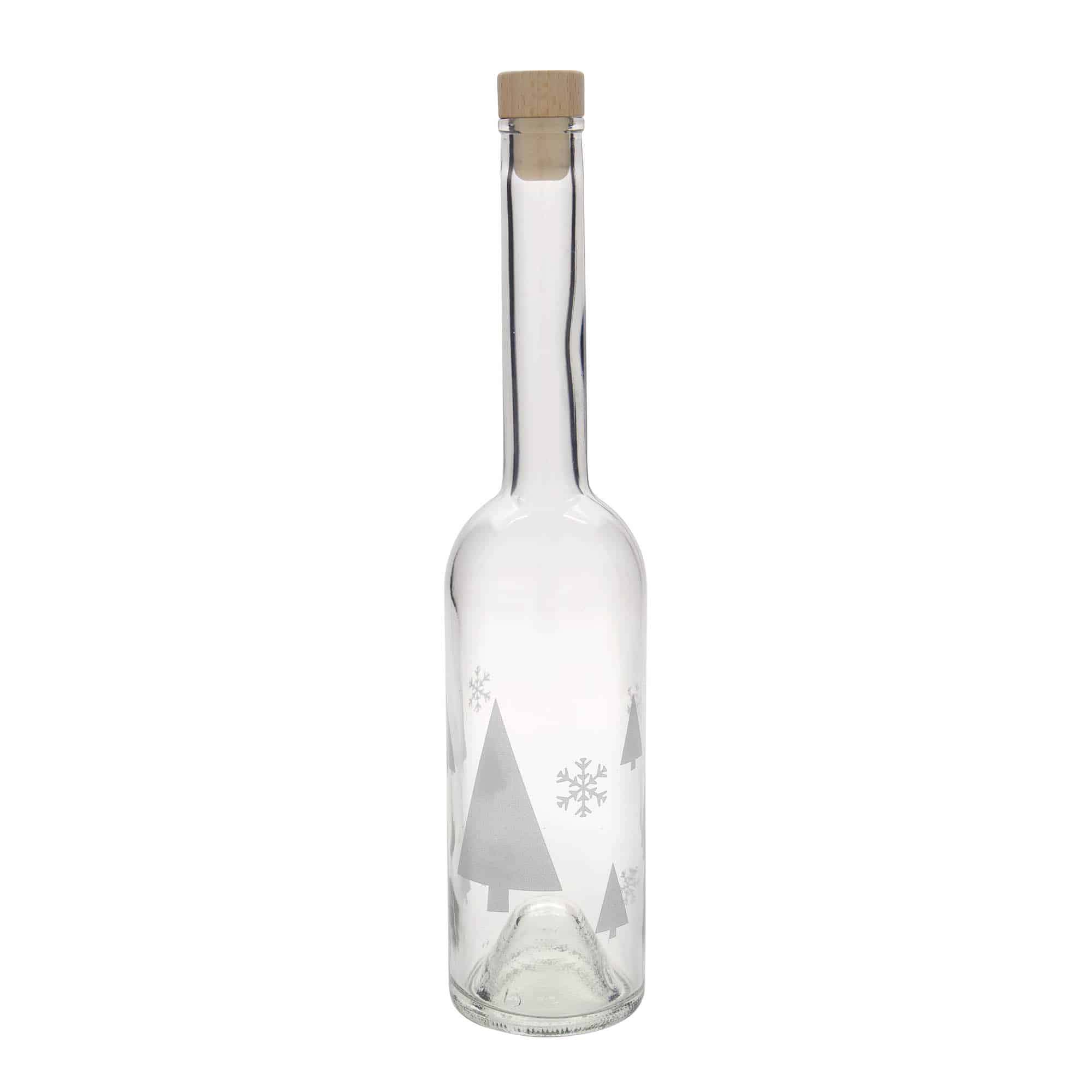 Bouteille en verre 500 ml 'Opera', motif : flocons de neige, bouchage: bouchon