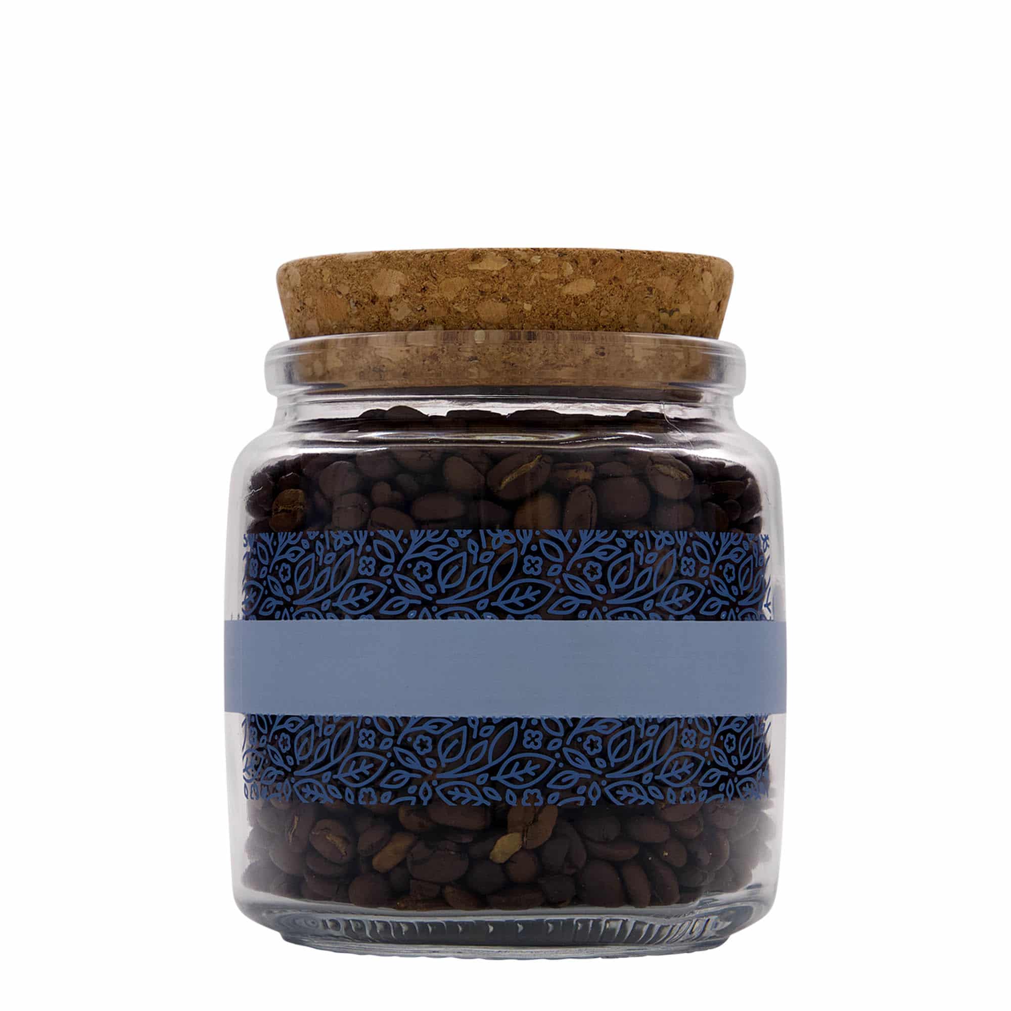 Bocal avec bouchon liège 750 ml 'Giara', motif : naturalmente blu, bouchage: bouchon