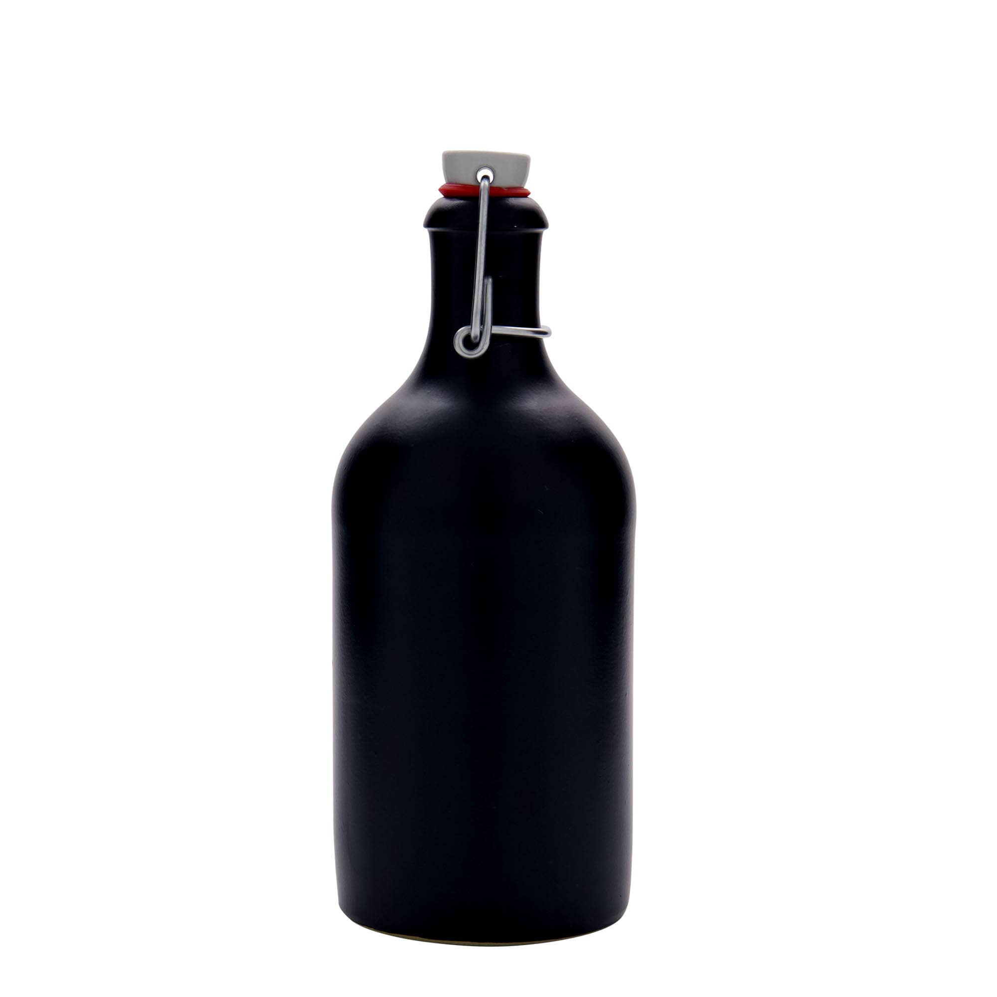 Chope en terre cuite 500 ml, grès, noir, bouchage: bouchon mécanique