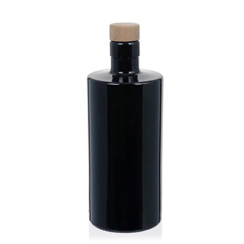 Bouteille en verre 500 ml 'Carla', noire, bouchage: bouchon