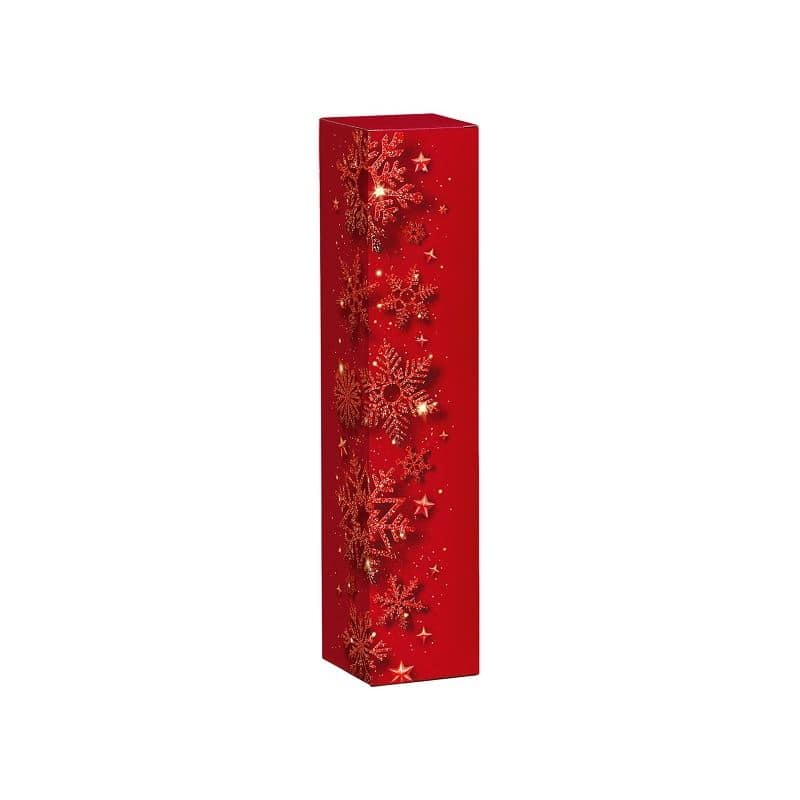 Carton cadeau 'Cristaux de glace scintillants', carré, papier, rouge