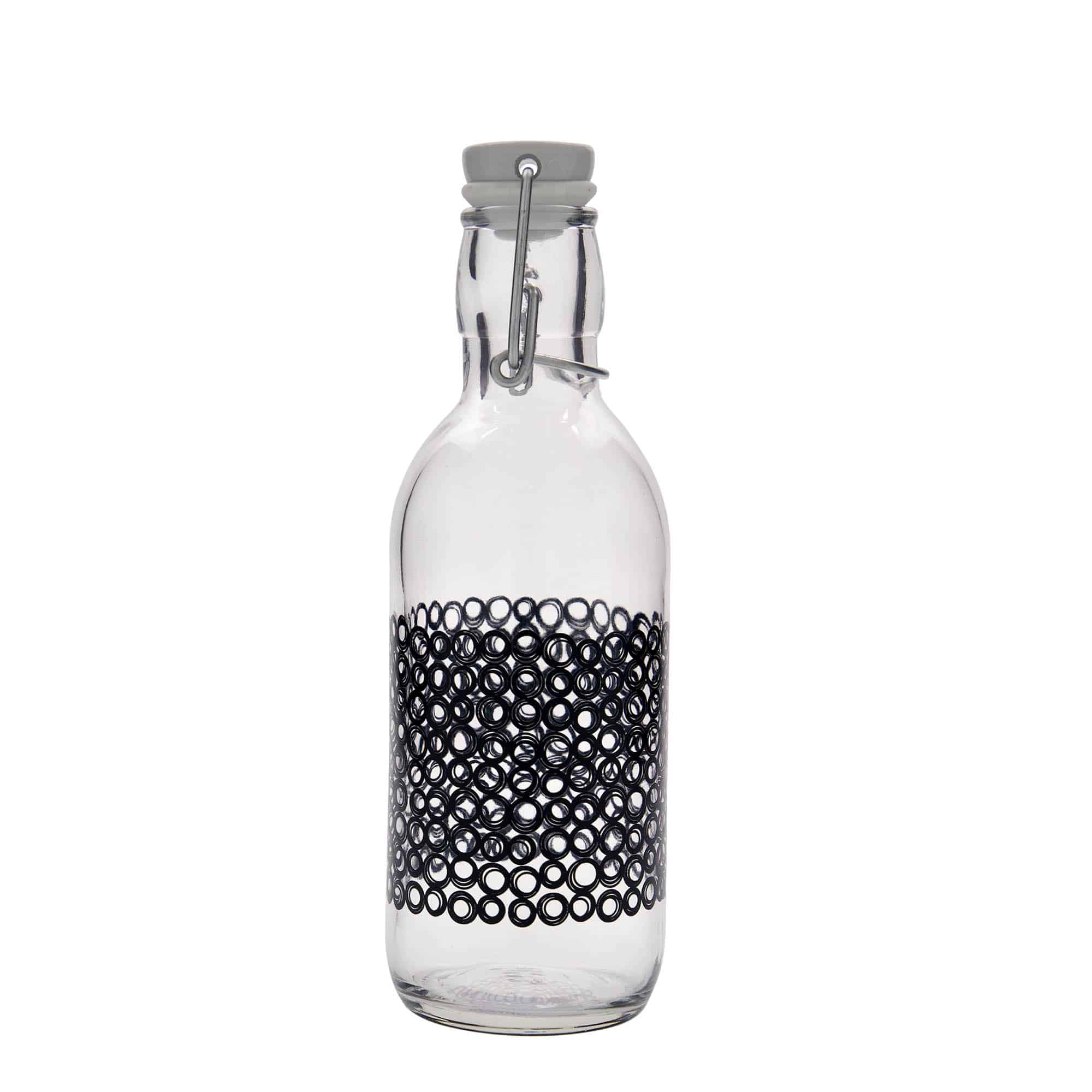 Bouteille en verre 500 ml 'Emilia', motif : circola nero, bouchage: bouchon mécanique