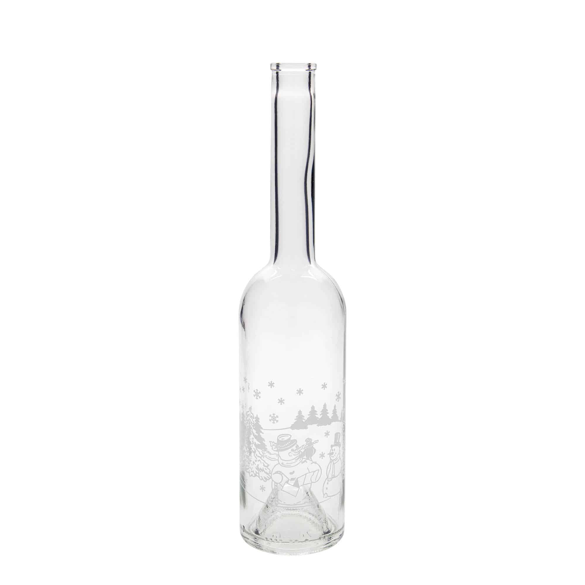 Glazen fles 'Opera', 500 ml, motief: Sneeuwpopfles, monding: kurk