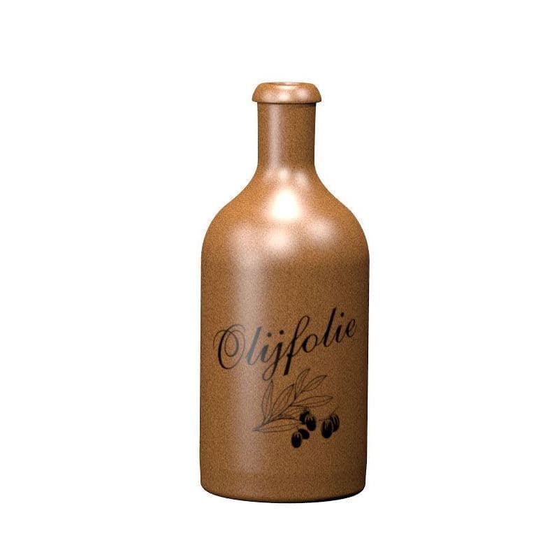 Chope en terre cuite 500 ml, motif : huile d’olive, grès, cristal brun, bouchage: bouchon