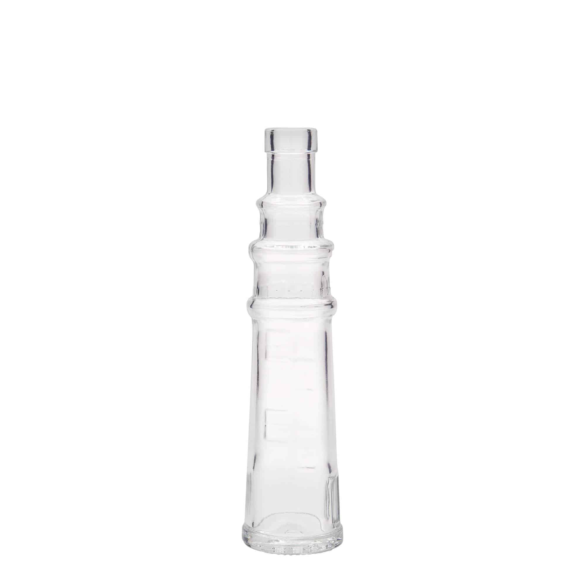 Glazen fles 'Vuurtoren', 100 ml, monding: kurk